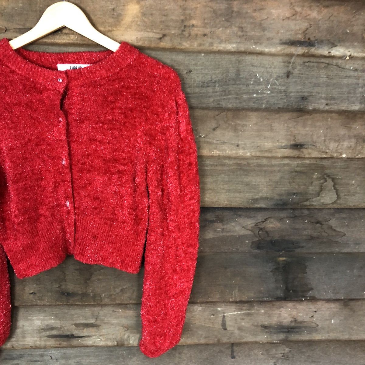 Homespun Knitwear × Japanese Brand Fur Fur Red Mohair Shag Shaggy Cardigan Knitwear #0521 Size S / US 4 / IT 40 - 5 Thumbnail