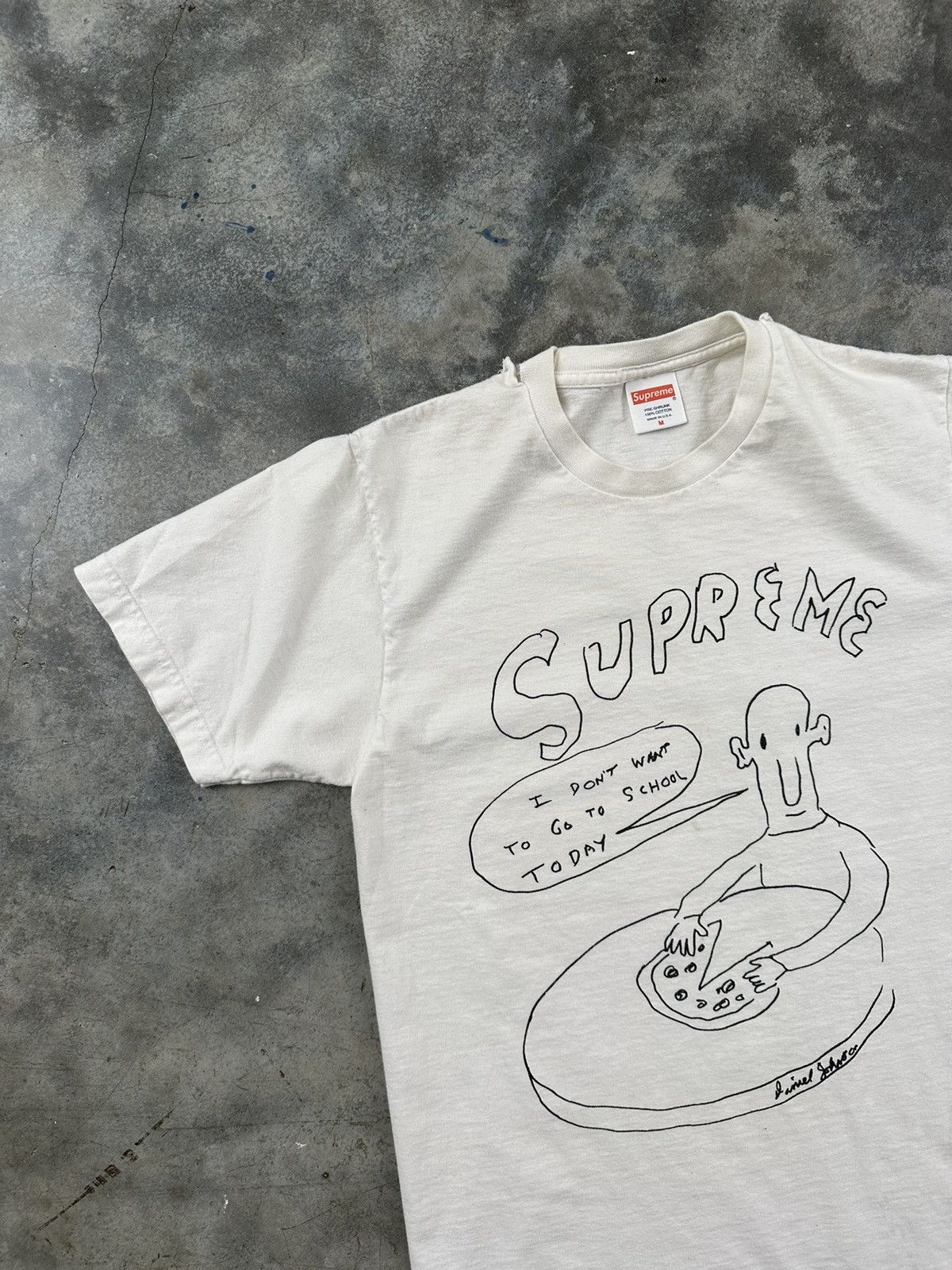 Supreme Supreme "I Don't Want To Go To School Today" Tee SS15 White Size US M / EU 48-50 / 2 - 2 Thumbnail