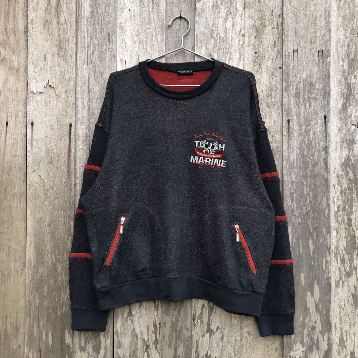 Japanese Brand × Vintage Vintage Piasport Clothing Tough Marine Crewneck Sweatshirt Size US L / EU 52-54 / 3 - 1 Thumbnail