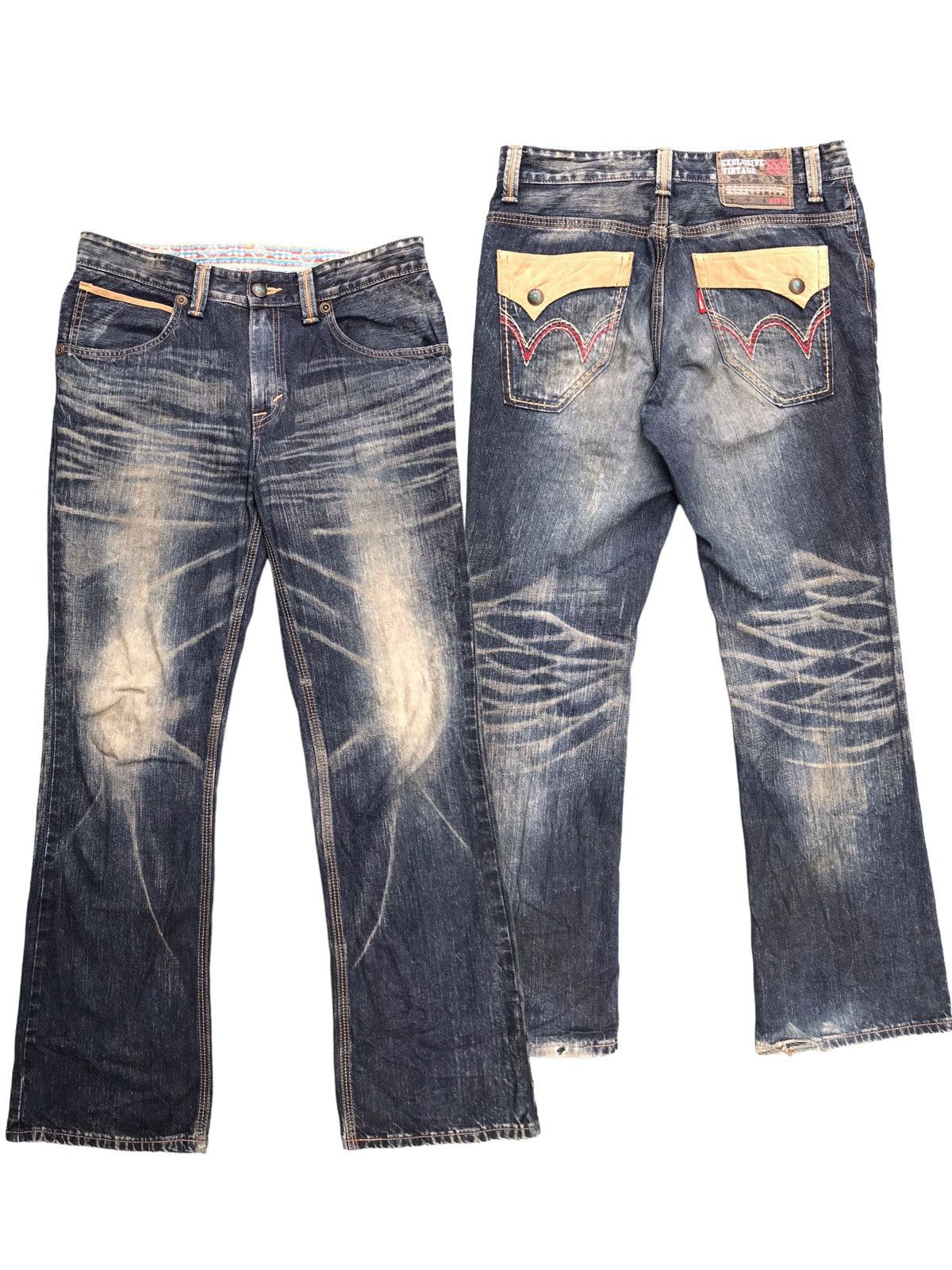 If Six Was Nine SICK DISTRESSED💥Edwin Faded Denim Jeans Pants Size US 35 - 1 Thumbnail