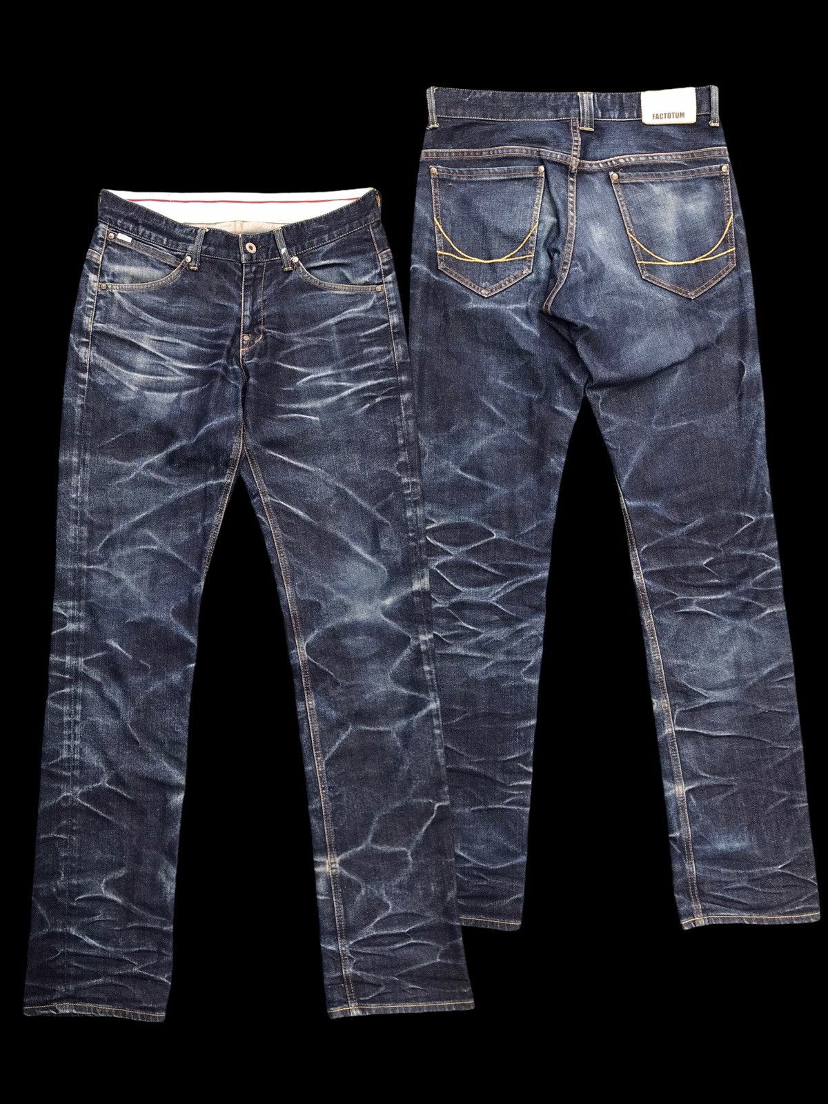 FACTOTUM × If Six Was Nine RARE💥Crazy Faded Japanese Indigo Blue Denim Jeans Size US 31 - 1 Thumbnail