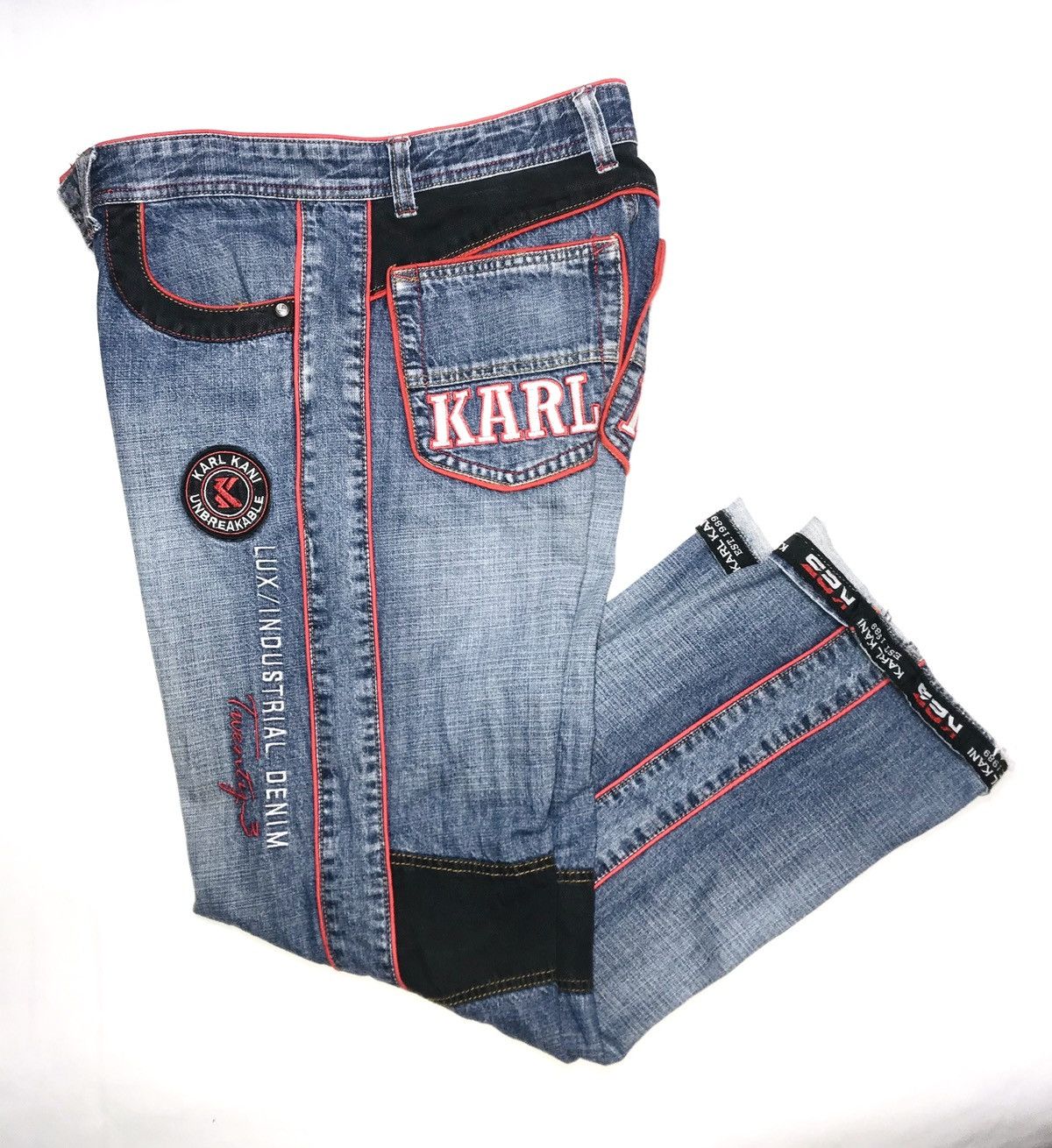 Vintage Vintage 90s wide leg baggy Karl Kani Sculpt Embroi Patch Den Size US 32 / EU 48 - 11 Thumbnail