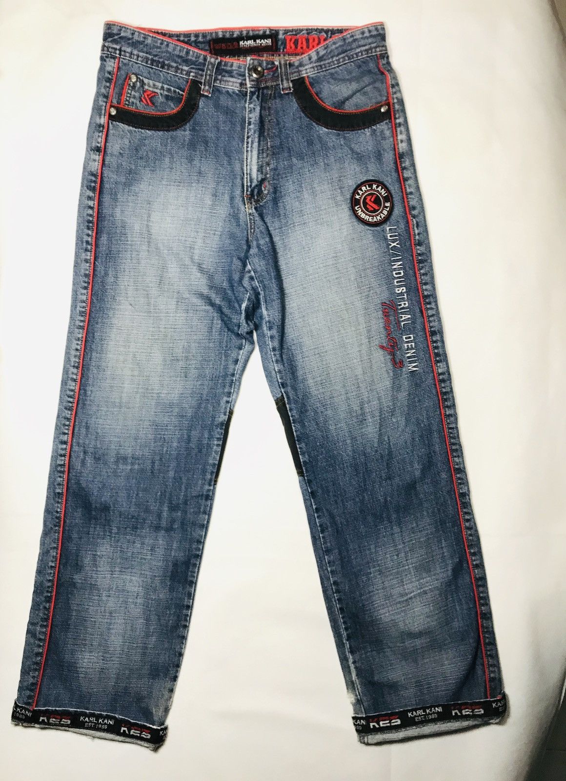 Vintage Vintage 90s wide leg baggy Karl Kani Sculpt Embroi Patch Den Size US 32 / EU 48 - 12 Thumbnail