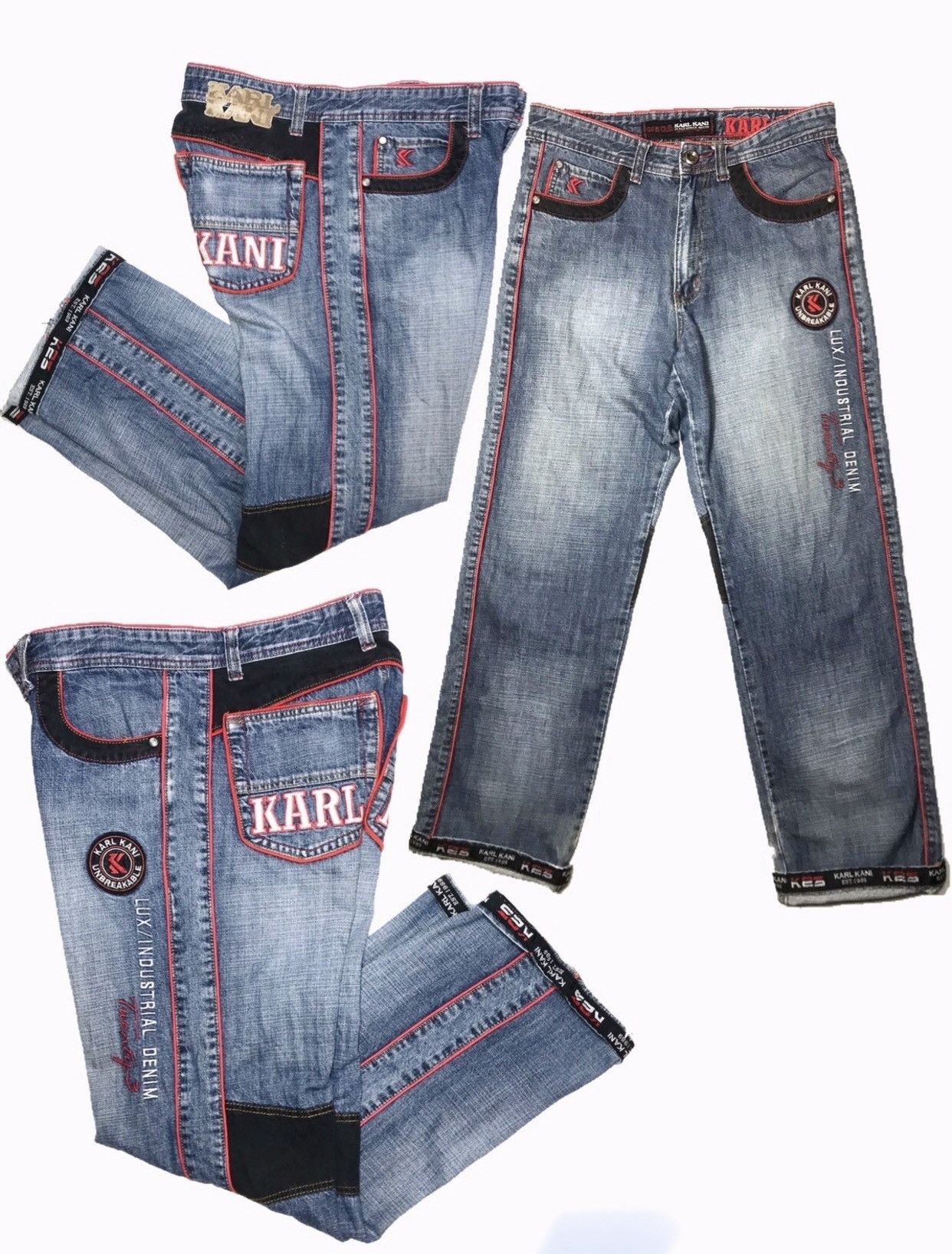 Vintage Vintage 90s wide leg baggy Karl Kani Sculpt Embroi Patch Den Size US 32 / EU 48 - 2 Thumbnail