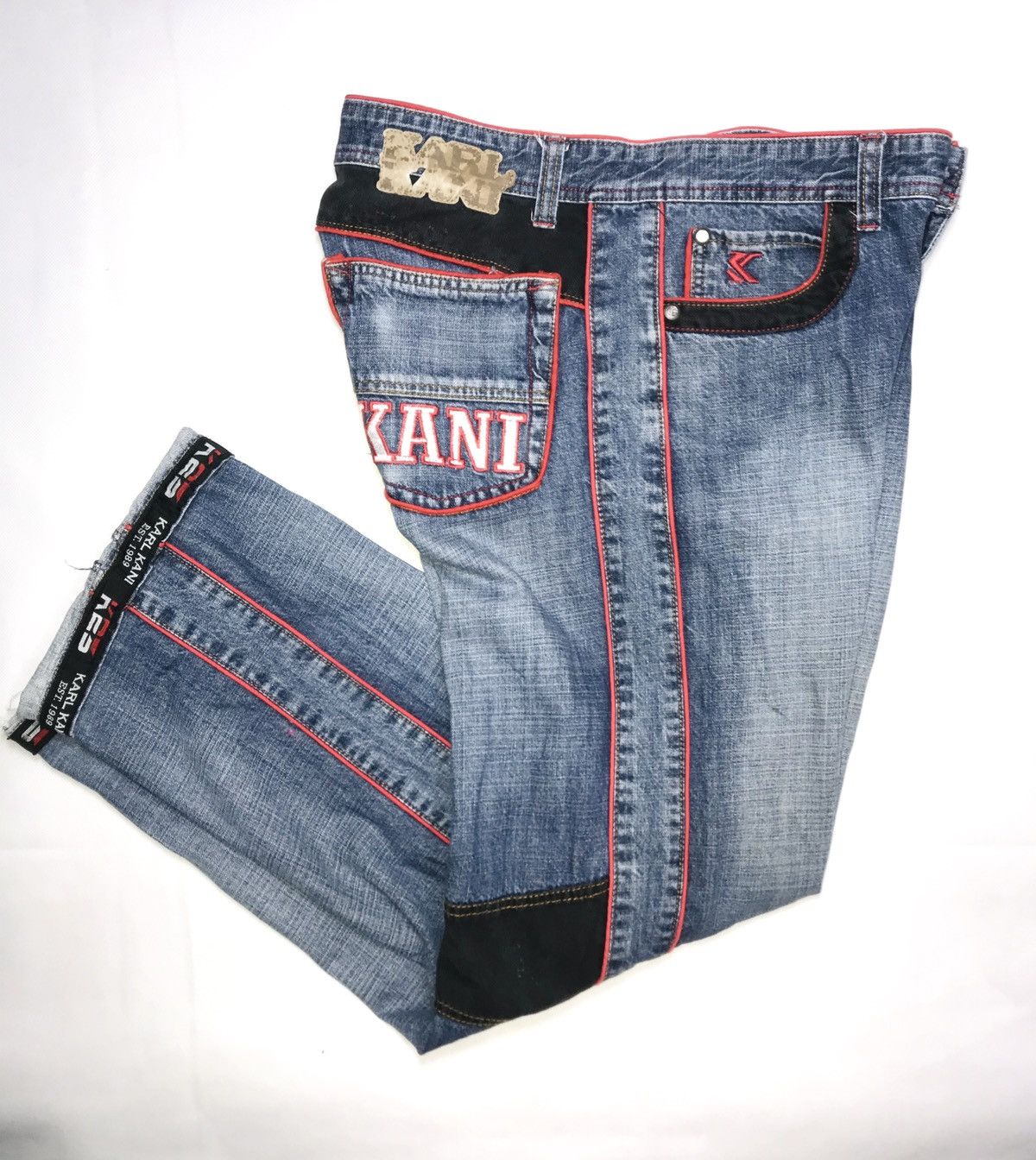Vintage Vintage 90s wide leg baggy Karl Kani Sculpt Embroi Patch Den Size US 32 / EU 48 - 10 Thumbnail