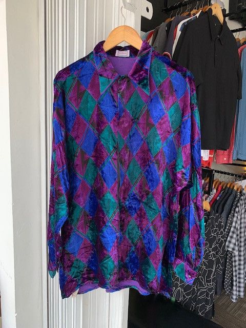 VINTAGE GIANNI VERSACE VELVET UNISEX SHIRT SIZE 52