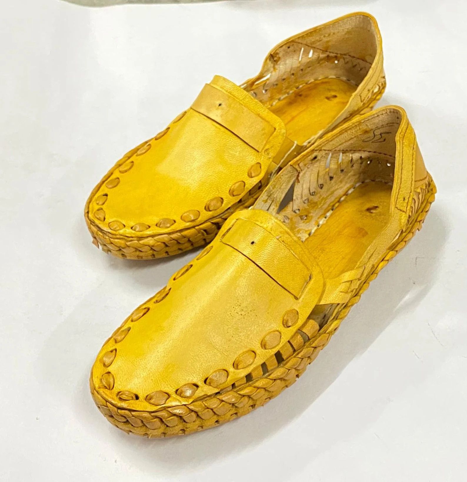 Mens Leather Woven Mules Mens Handmade Shoes
