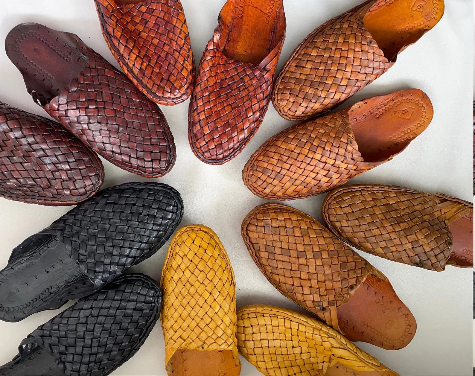 Handmade Criss Cross Leather Men Shoes, Men's Slippers, Indian Shoes Size US 11 / EU 44 - 2 Thumbnail