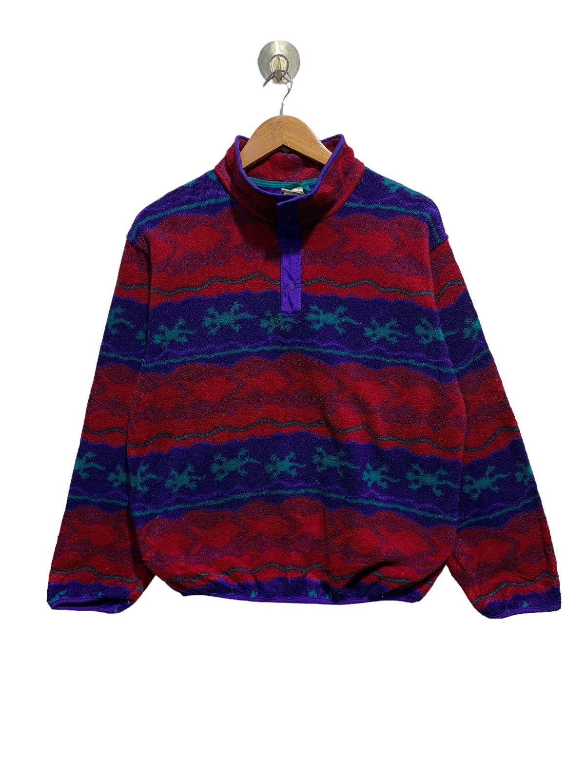 🔥VTG LL BEAN RETRO X PRINTED FLEECE JACKET