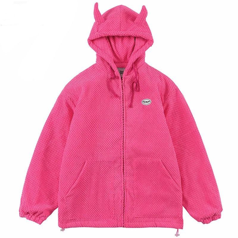 Plain Devil Hooded Cotton Jacket