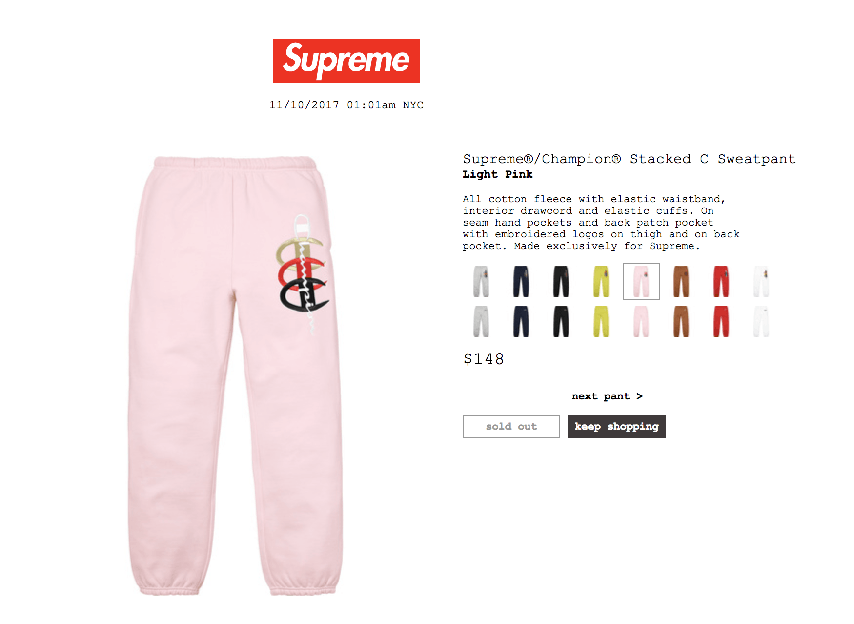 Champion Supreme Stacked C Sweatpant | Grailed