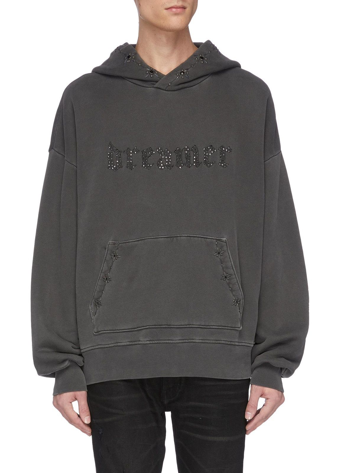 image of Amiri Vintage Black Studded Dreamer Hoodie, Men's (Size Small)