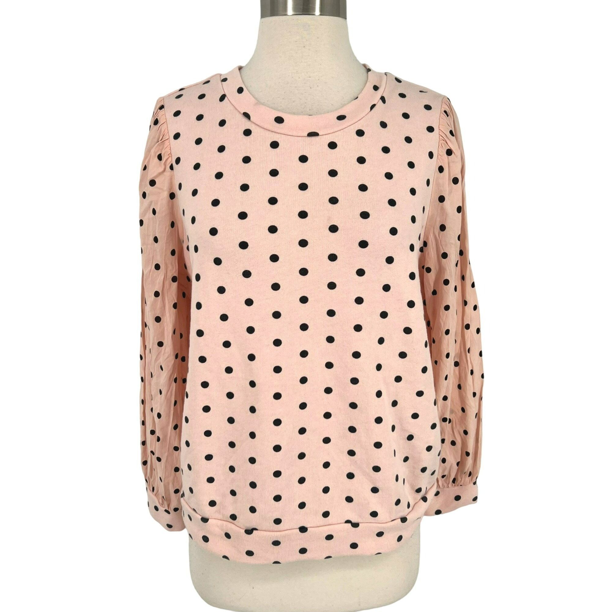 WhoWhat Who What Wear Polka Dot Puff Sleeve Sweatshirt Pink Black Si