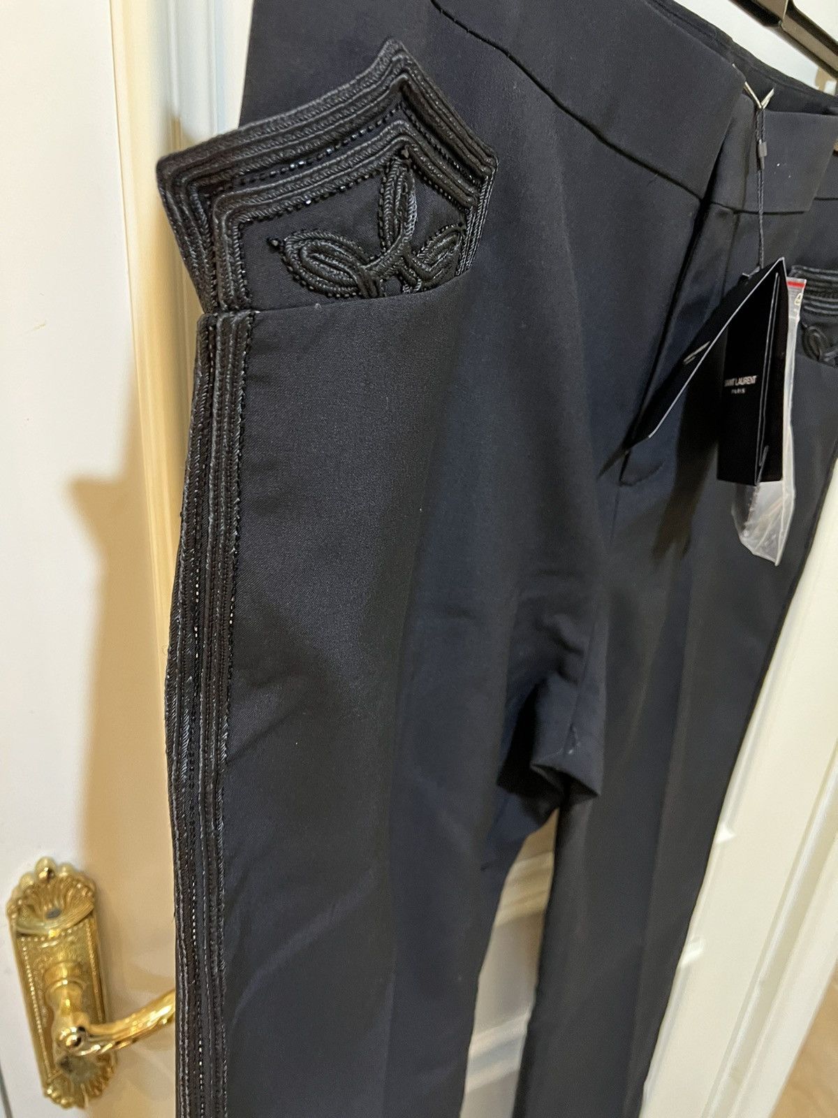 Saint Laurent Paris Grail-SS19 runaway pentalon brode toile Flared pants Size US 38 / EU 54 - 7 Thumbnail