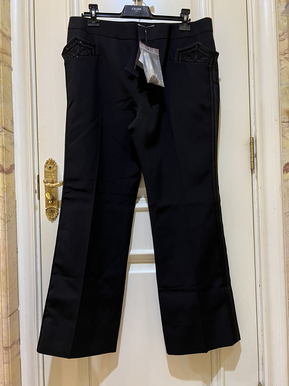 Saint Laurent Paris Grail-SS19 runaway pentalon brode toile Flared pants Size US 38 / EU 54 - 2 Thumbnail