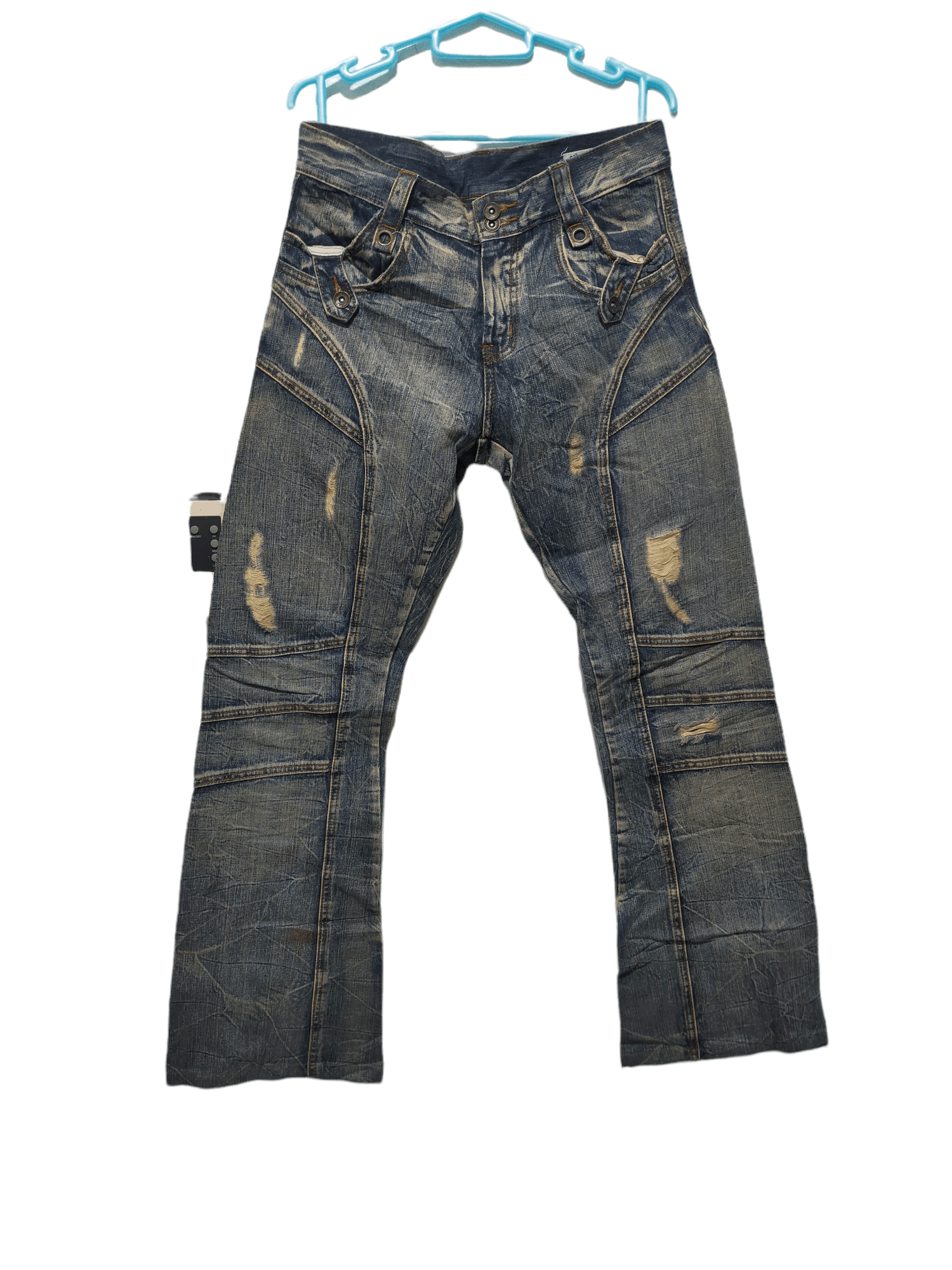 00s gimmick paint damage flare denim Y2K