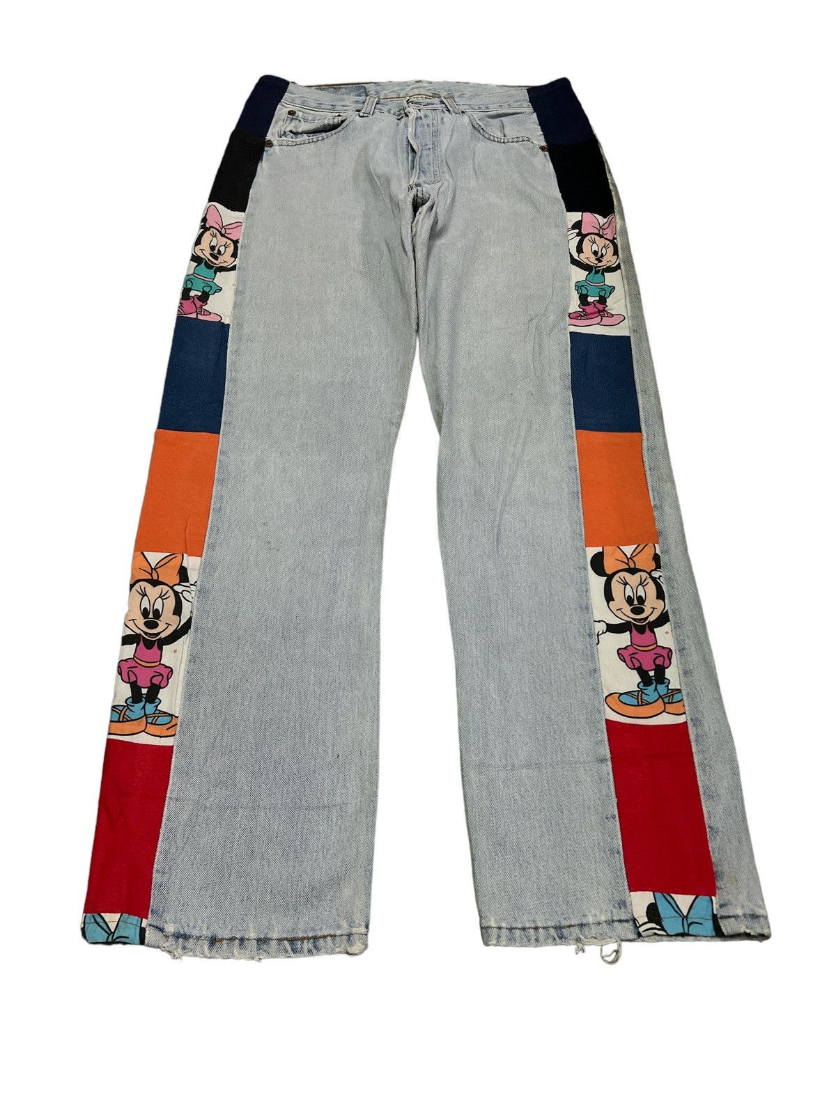 Levi's Made & Crafted CUSTOM MADE LEVIS 501 PATCHED MINNIE MOUSE DENIM PANT Size US 30 / EU 46 - 2 Thumbnail