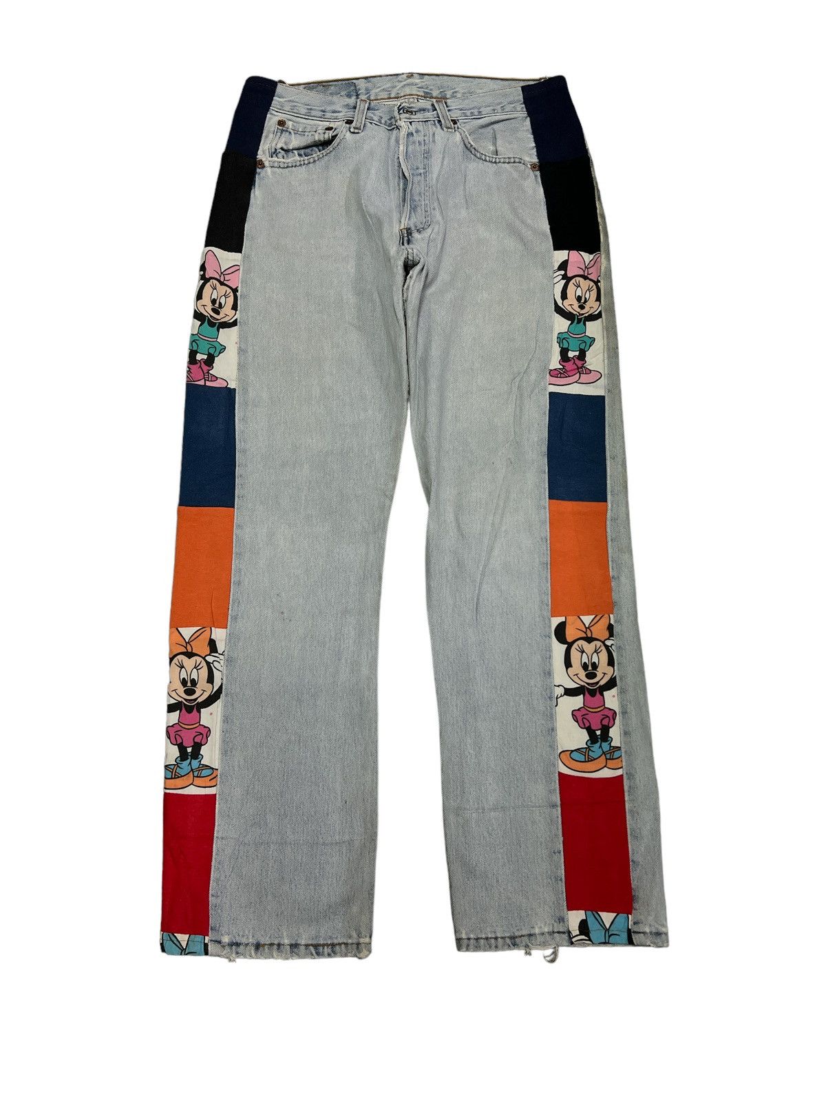 CUSTOM MADE LEVIS 501 PATCHED MINNIE MOUSE DENIM PANT