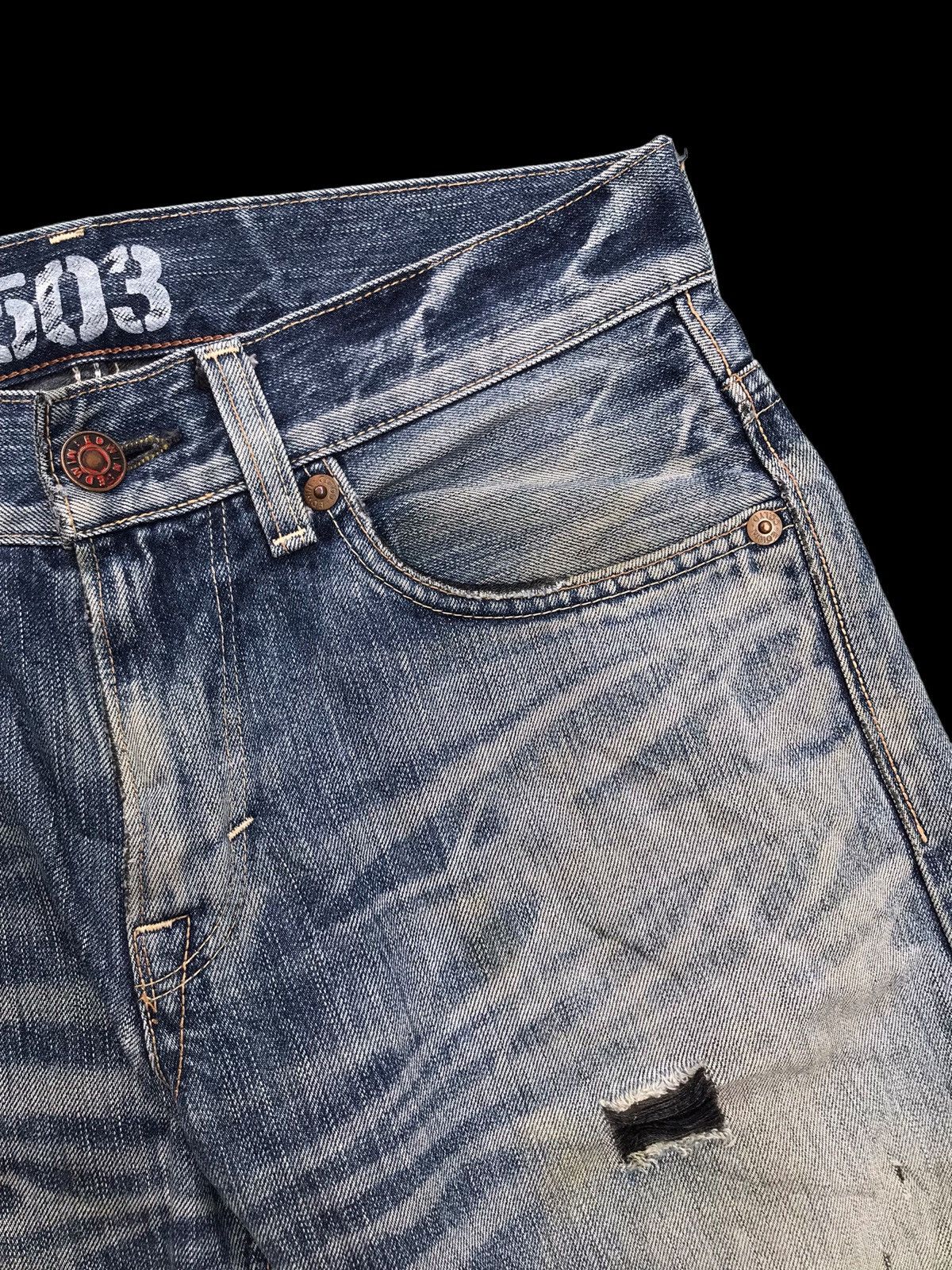 Edwin × If Six Was Nine THRASHED💥Sick Distressed Edwin 503 Denim Jeans Pants Size US 31 - 5 Thumbnail