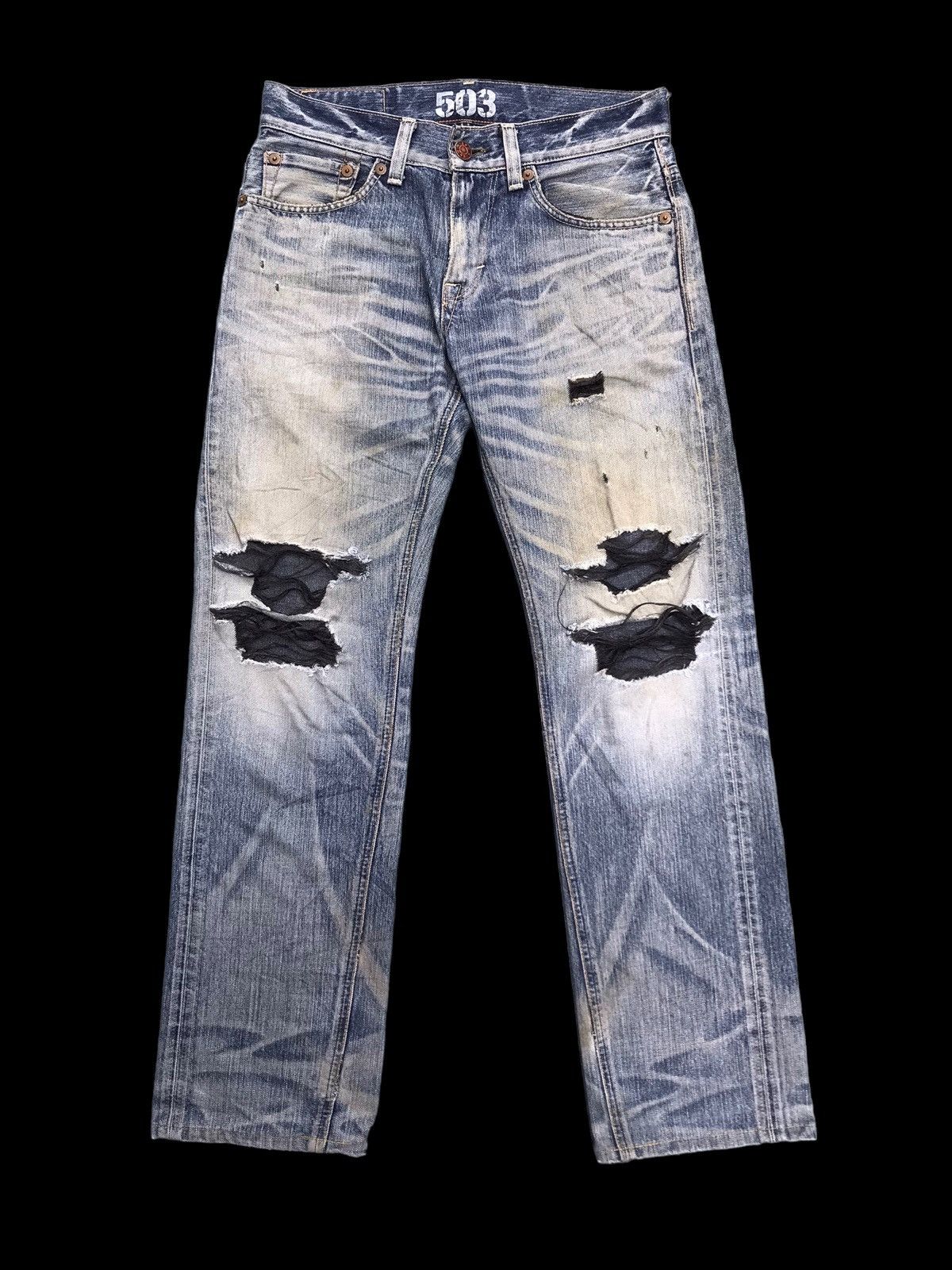 Edwin × If Six Was Nine THRASHED💥Sick Distressed Edwin 503 Denim Jeans Pants Size US 31 - 2 Thumbnail