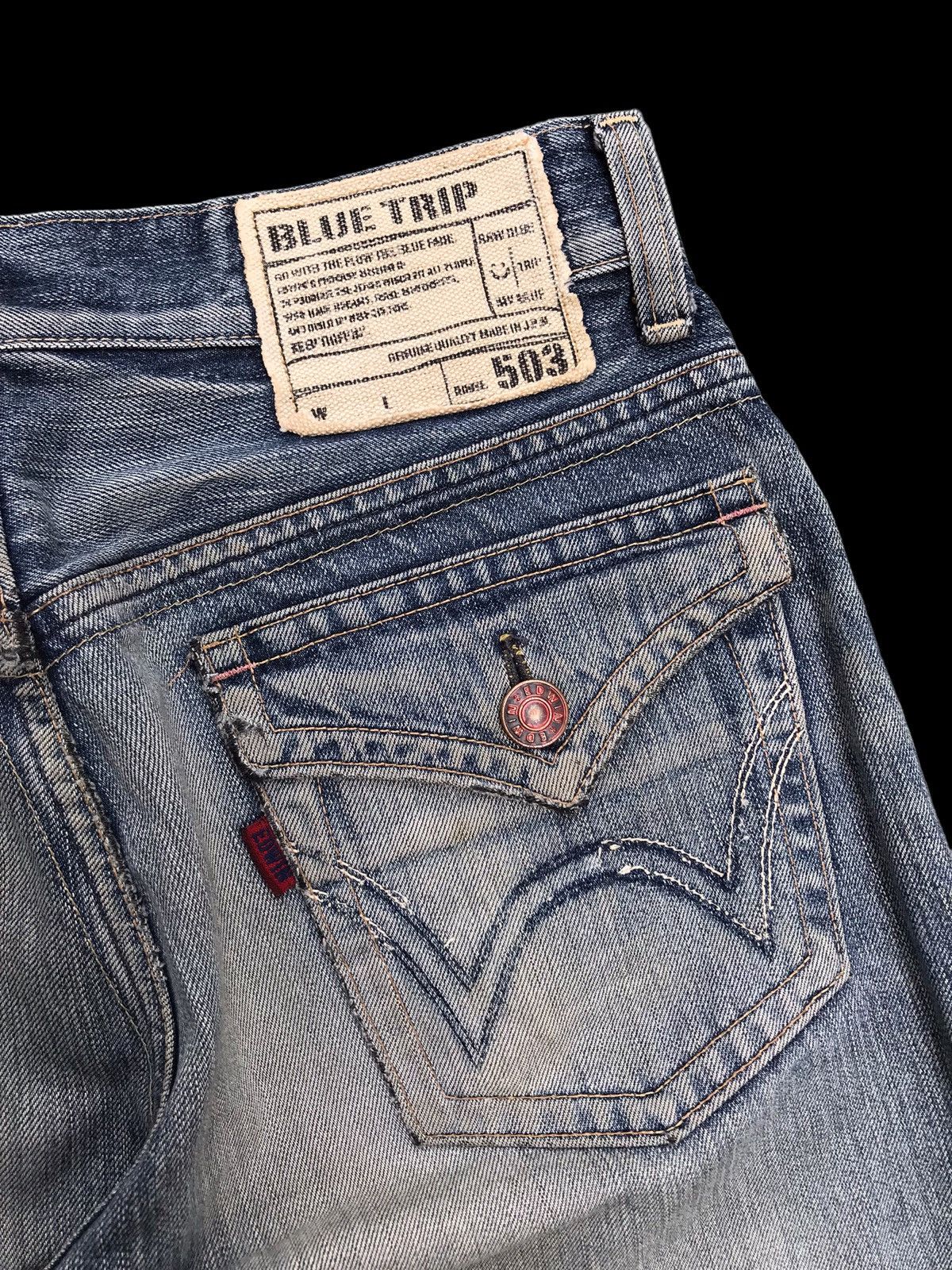 Edwin × If Six Was Nine THRASHED💥Sick Distressed Edwin 503 Denim Jeans Pants Size US 31 - 12 Thumbnail