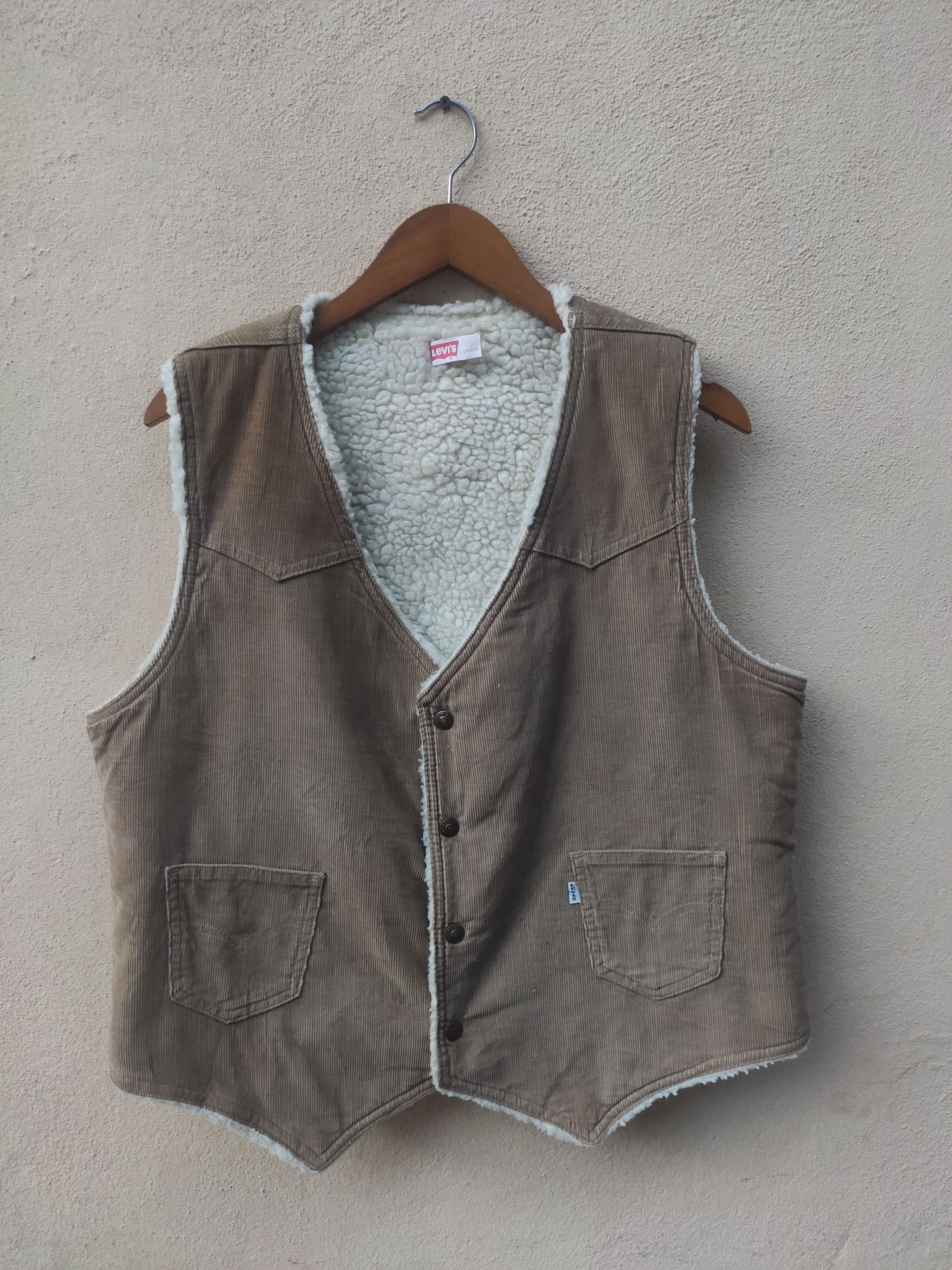 Levi's 🔥 Vintage 90s Vintage Levis Vest sherpa made in USA Size US L / EU 52-54 / 3 - 1 Thumbnail
