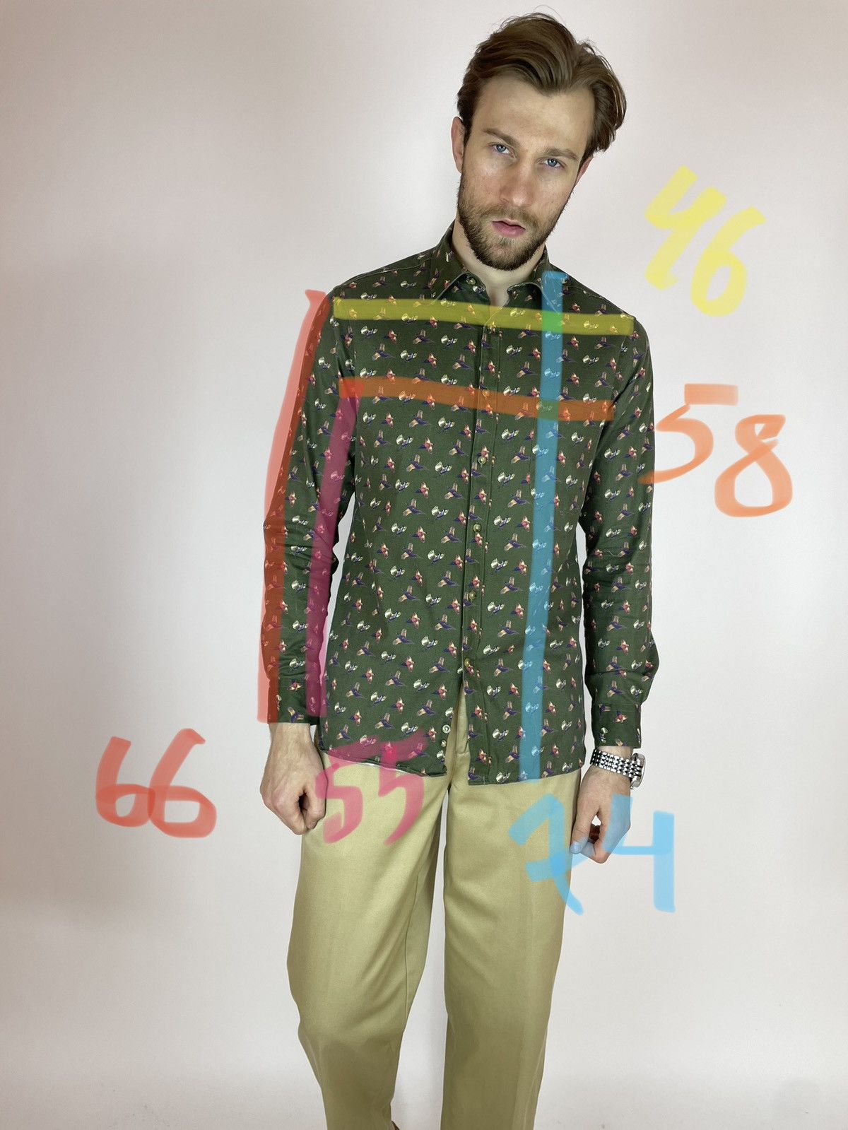 Viyella VIYELLA Mens Shirt long sleeve ducks pattern size 16.5 / L Size US L / EU 52-54 / 3 - 13 Thumbnail