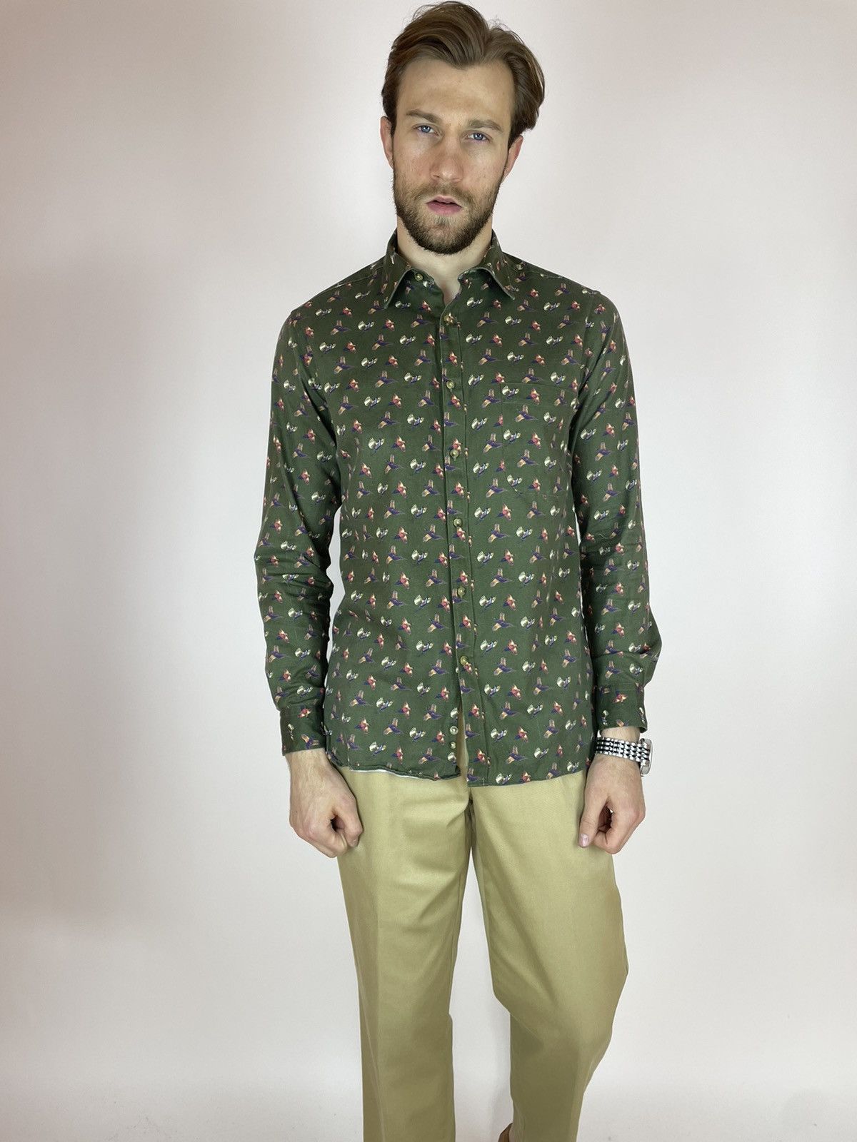 Viyella VIYELLA Mens Shirt long sleeve ducks pattern size 16.5 / L Size US L / EU 52-54 / 3 - 2 Thumbnail