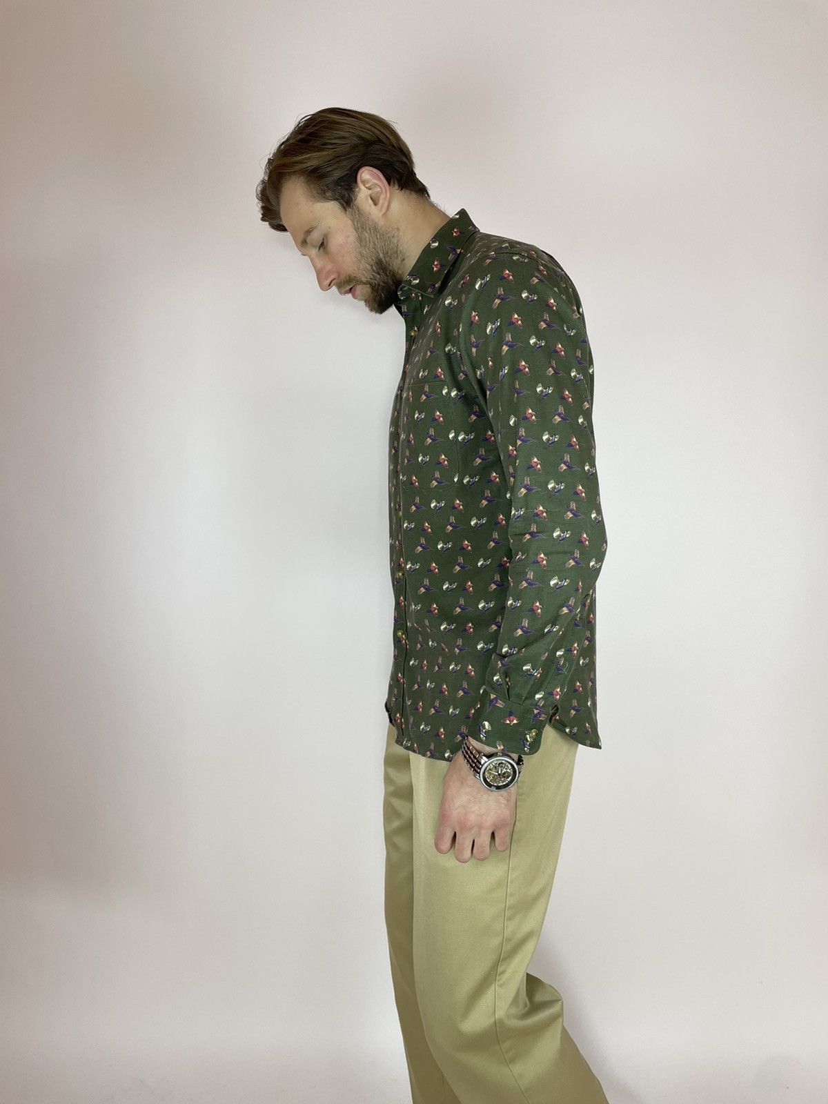 Viyella VIYELLA Mens Shirt long sleeve ducks pattern size 16.5 / L Size US L / EU 52-54 / 3 - 5 Thumbnail