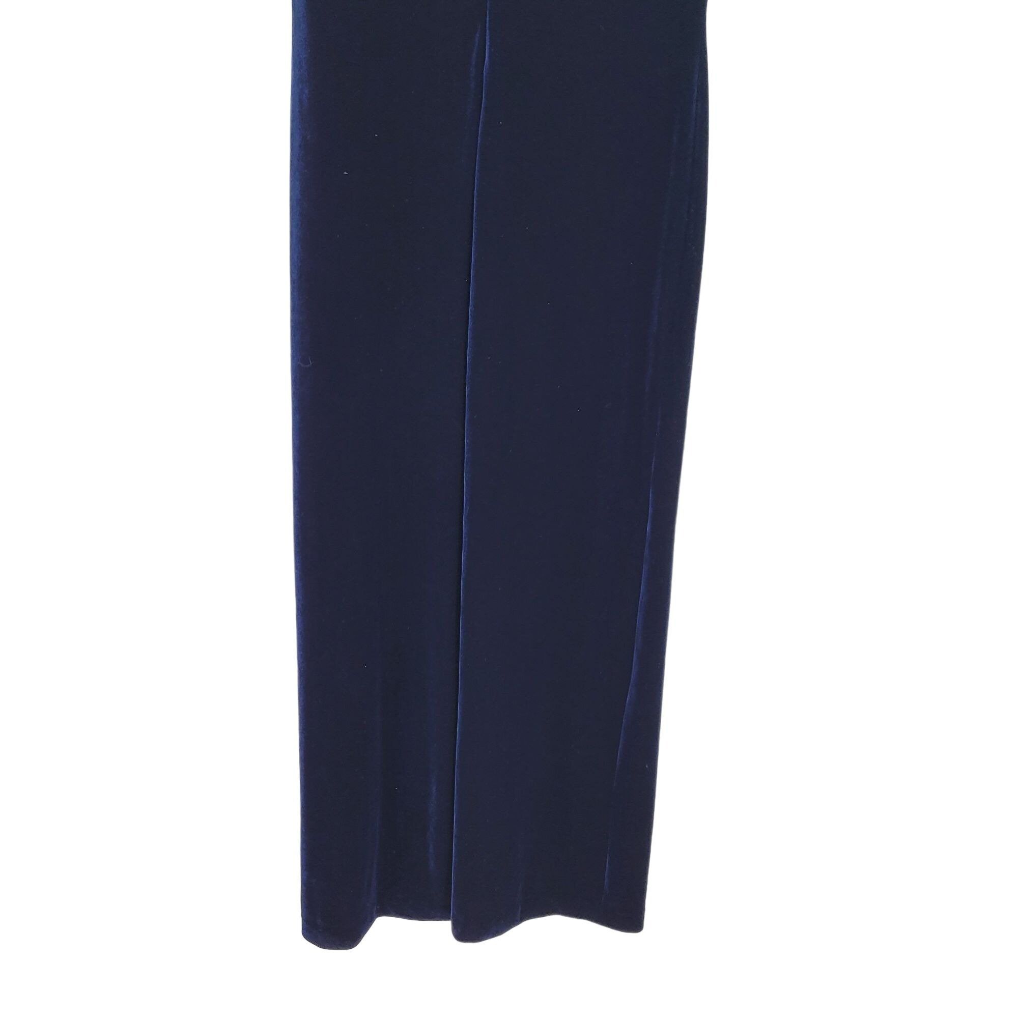 Vintage 80's Arianna Dress Gown Velour Cheongsam Embroidered Navy 4P Size S / US 4 / IT 40 - 10 Thumbnail