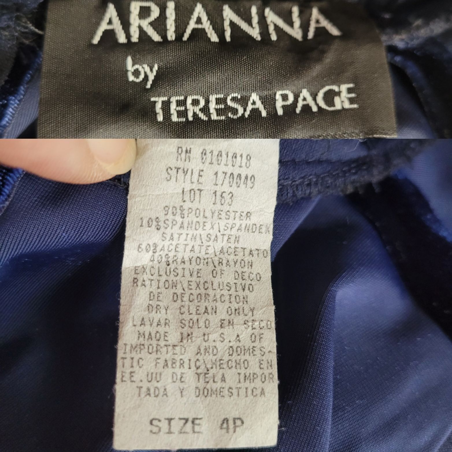 Vintage 80's Arianna Dress Gown Velour Cheongsam Embroidered Navy 4P Size S / US 4 / IT 40 - 2 Thumbnail
