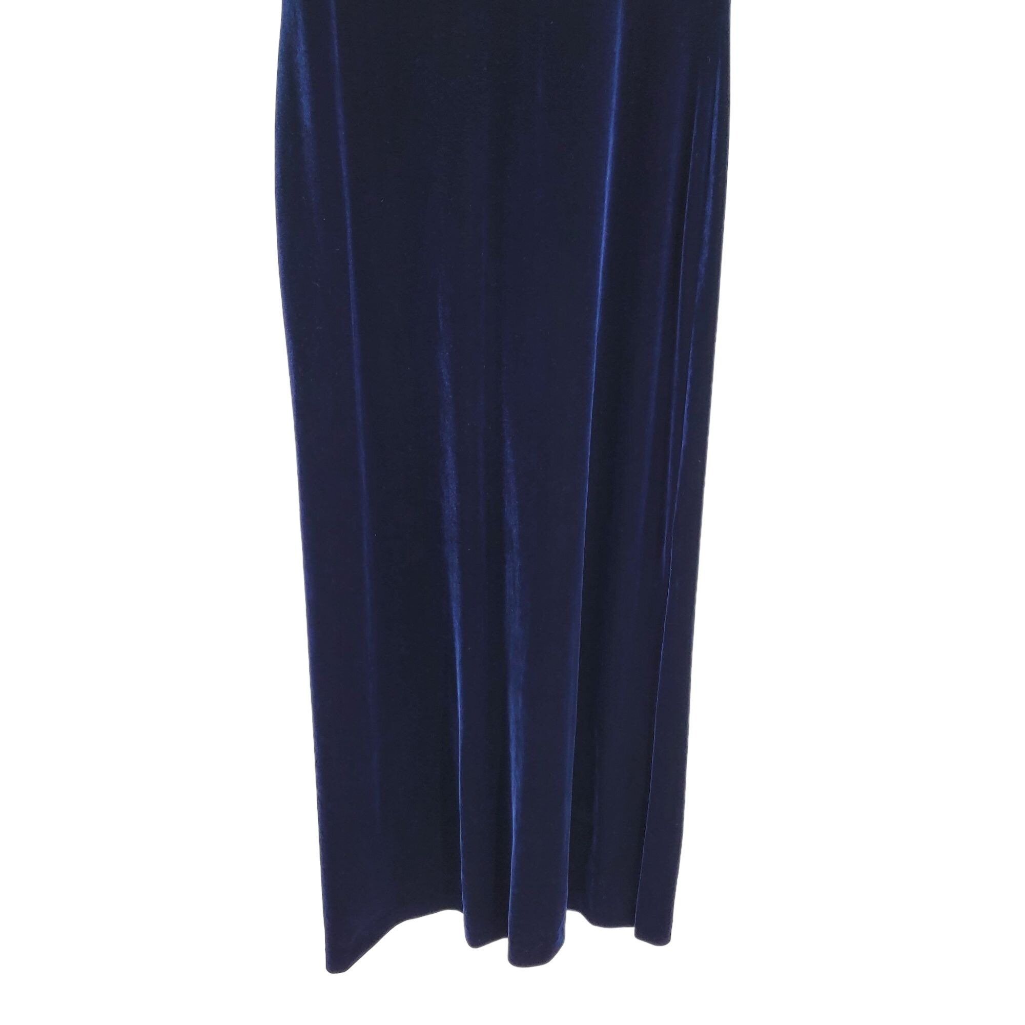 Vintage 80's Arianna Dress Gown Velour Cheongsam Embroidered Navy 4P Size S / US 4 / IT 40 - 6 Thumbnail