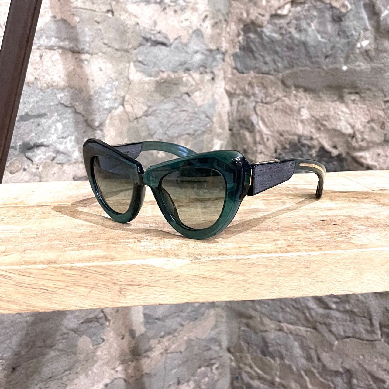 Jacques Marie Mage Jacques Marie Mage Vintage JMM 0L06 Green Cat Eye Sunglasses Size ONE SIZE - 1 Thumbnail