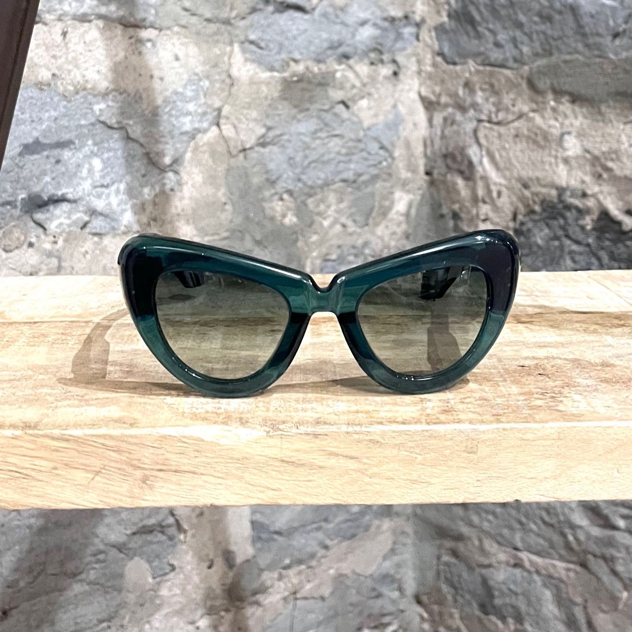 Jacques Marie Mage Jacques Marie Mage Vintage JMM 0L06 Green Cat Eye Sunglasses Size ONE SIZE - 2 Thumbnail