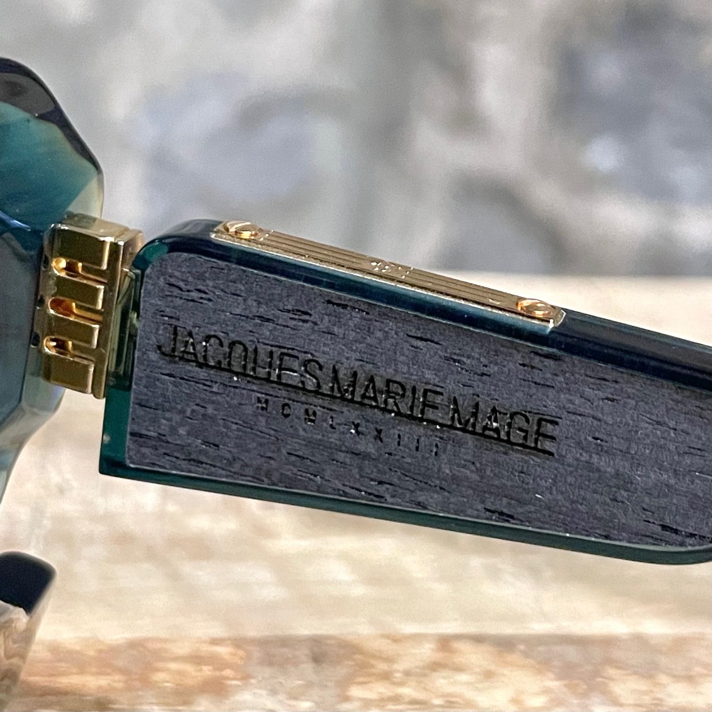 Jacques Marie Mage Jacques Marie Mage Vintage JMM 0L06 Green Cat Eye Sunglasses Size ONE SIZE - 5 Thumbnail
