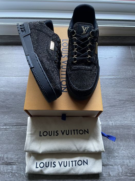 Louis Vuitton Louis Vuitton Black Gold Rhinestone Crystal Trainer Sneaker, Grailed in 2023