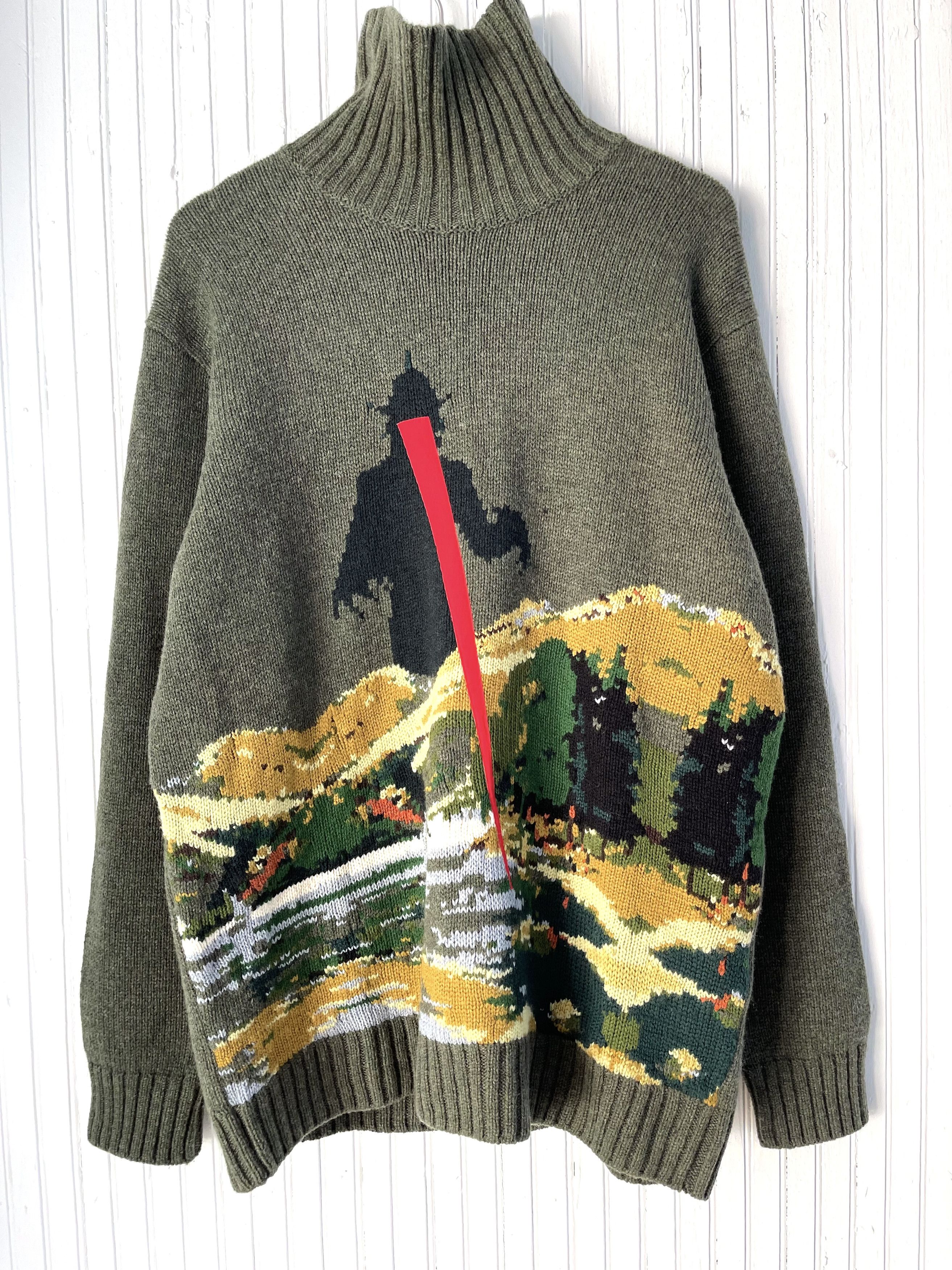 Undercover Godzilla Jacquard Knit Turtleneck Sweater (5) XL Grailed