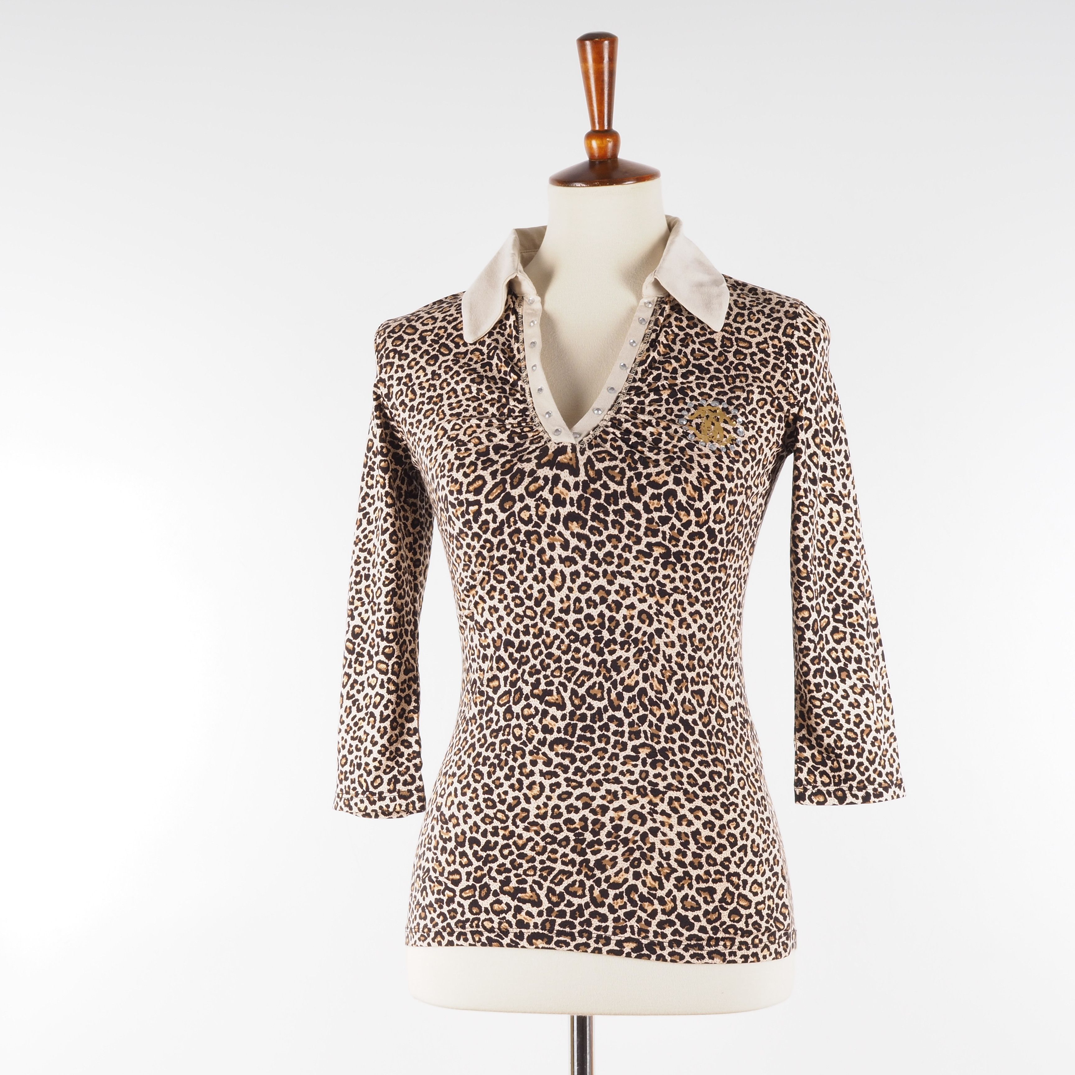 Roberto Cavalli Roberto Cavalli Vintage Animal Print Half Sleeve Top Blouse Size XS / US 0-2 / IT 36-38 - 7 Thumbnail
