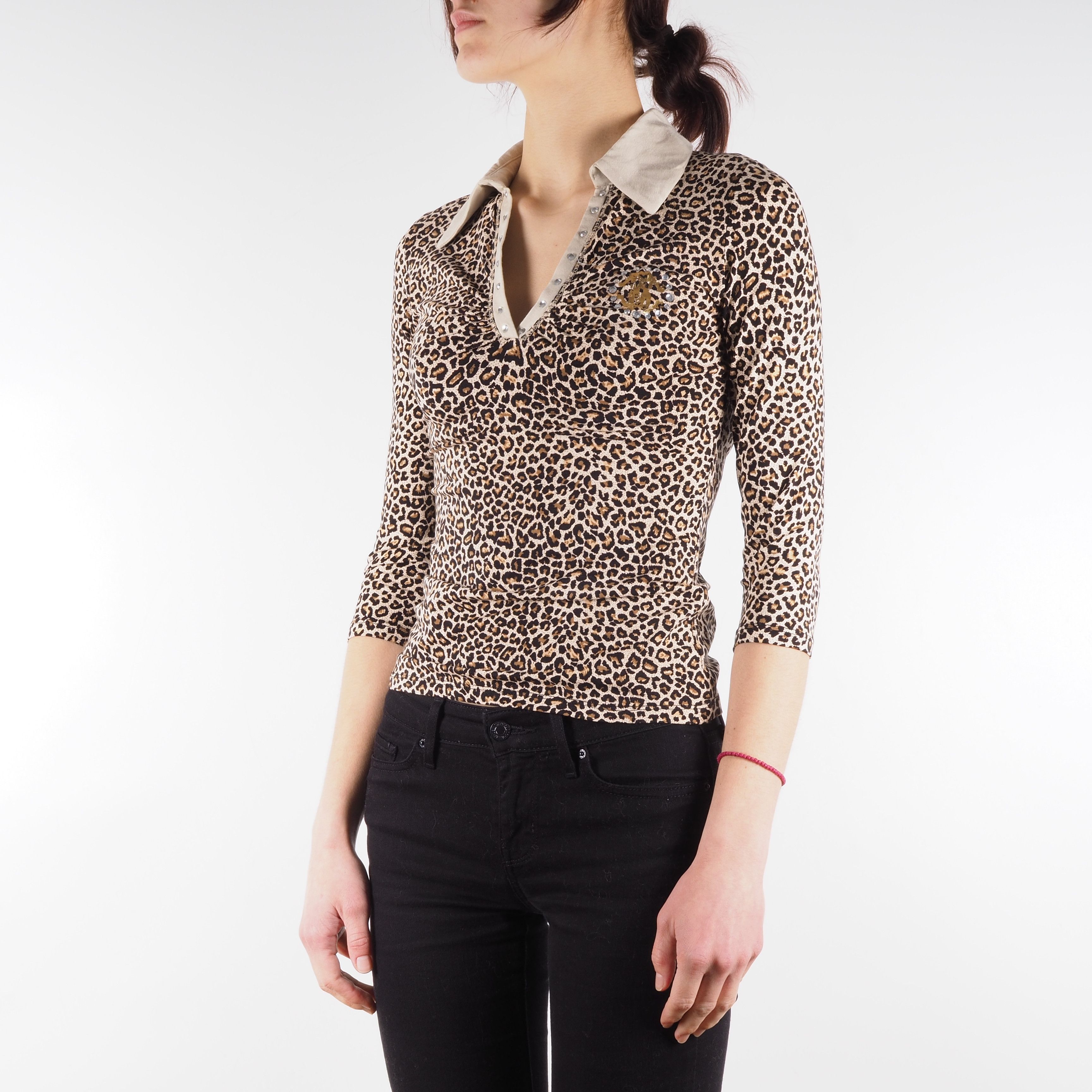 Roberto Cavalli Roberto Cavalli Vintage Animal Print Half Sleeve Top Blouse Size XS / US 0-2 / IT 36-38 - 2 Thumbnail