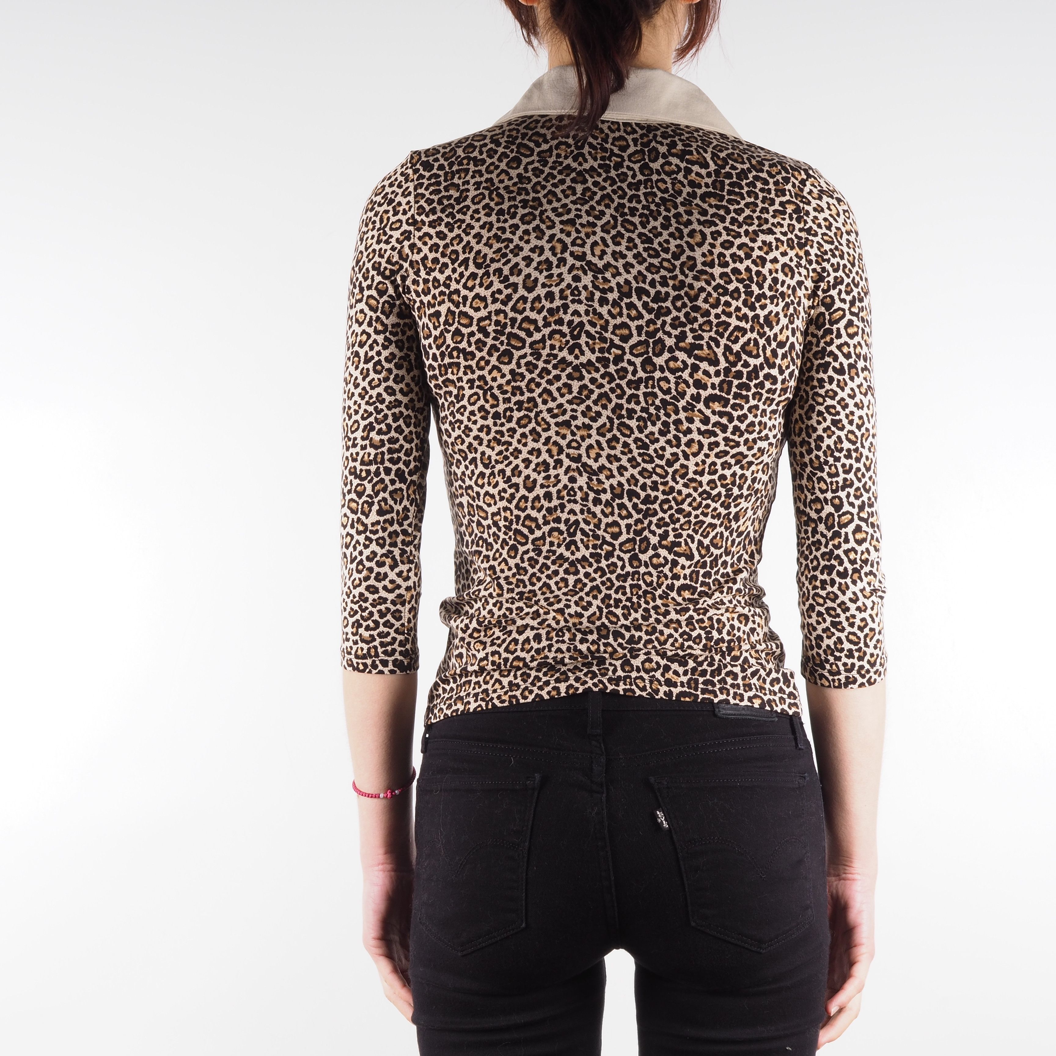 Roberto Cavalli Roberto Cavalli Vintage Animal Print Half Sleeve Top Blouse Size XS / US 0-2 / IT 36-38 - 4 Thumbnail