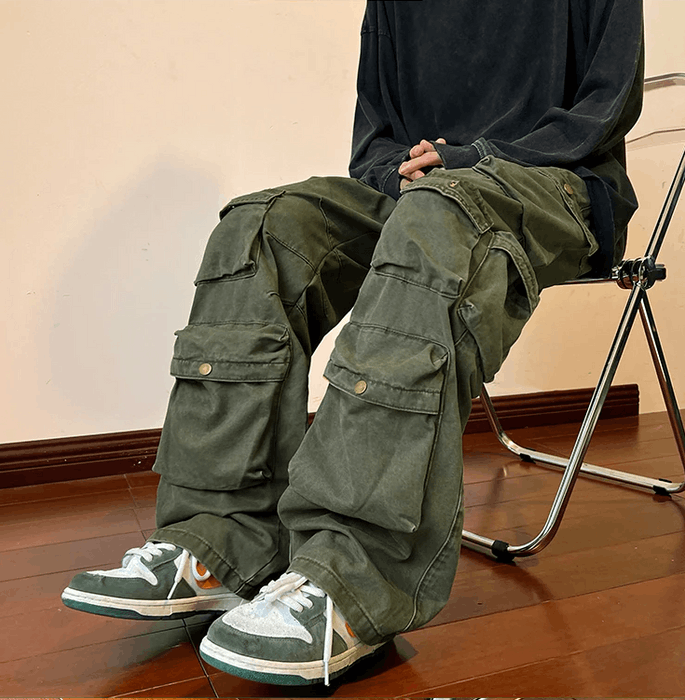 Japanese Brand Cargo Pants Green- Korean Streetwear Style Pants | Grailed