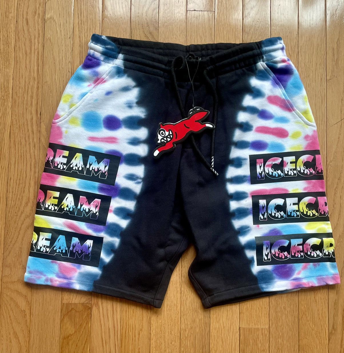 Billionaire Boys Club Black & Rainbow Tie Dye BBC Ice Cream ‘STACKS’ SHORTS (M) Size US 32 / EU 48 - 1 Thumbnail