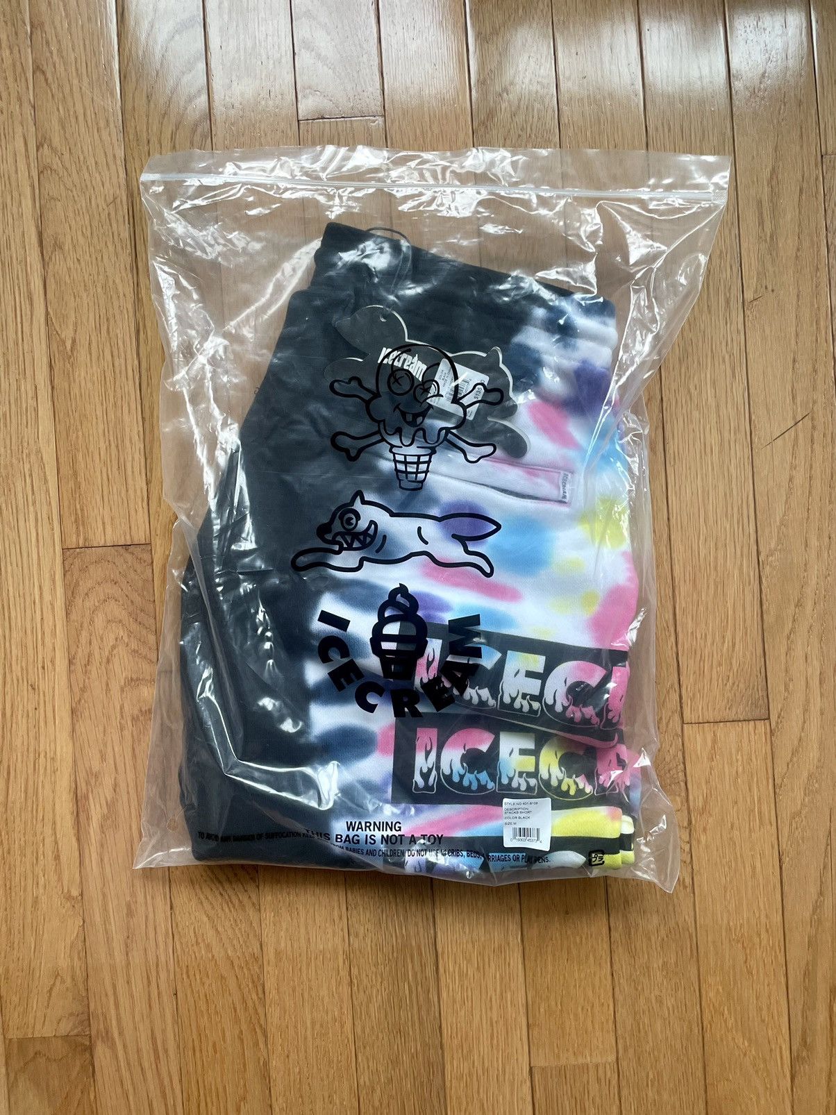 Billionaire Boys Club Black & Rainbow Tie Dye BBC Ice Cream ‘STACKS’ SHORTS (M) Size US 32 / EU 48 - 3 Thumbnail