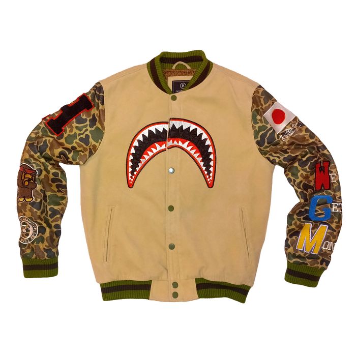 Hudson Outerwear We Killed Ape Shark Varsity Camo Bomber Jacket L | Grailed