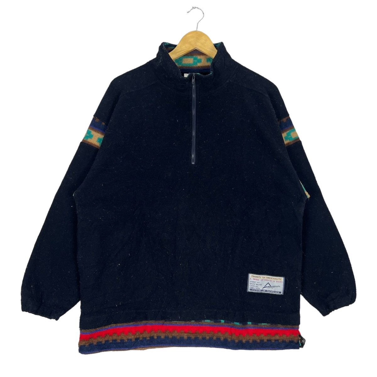 Vintage Asics half zipper fleece jacket l