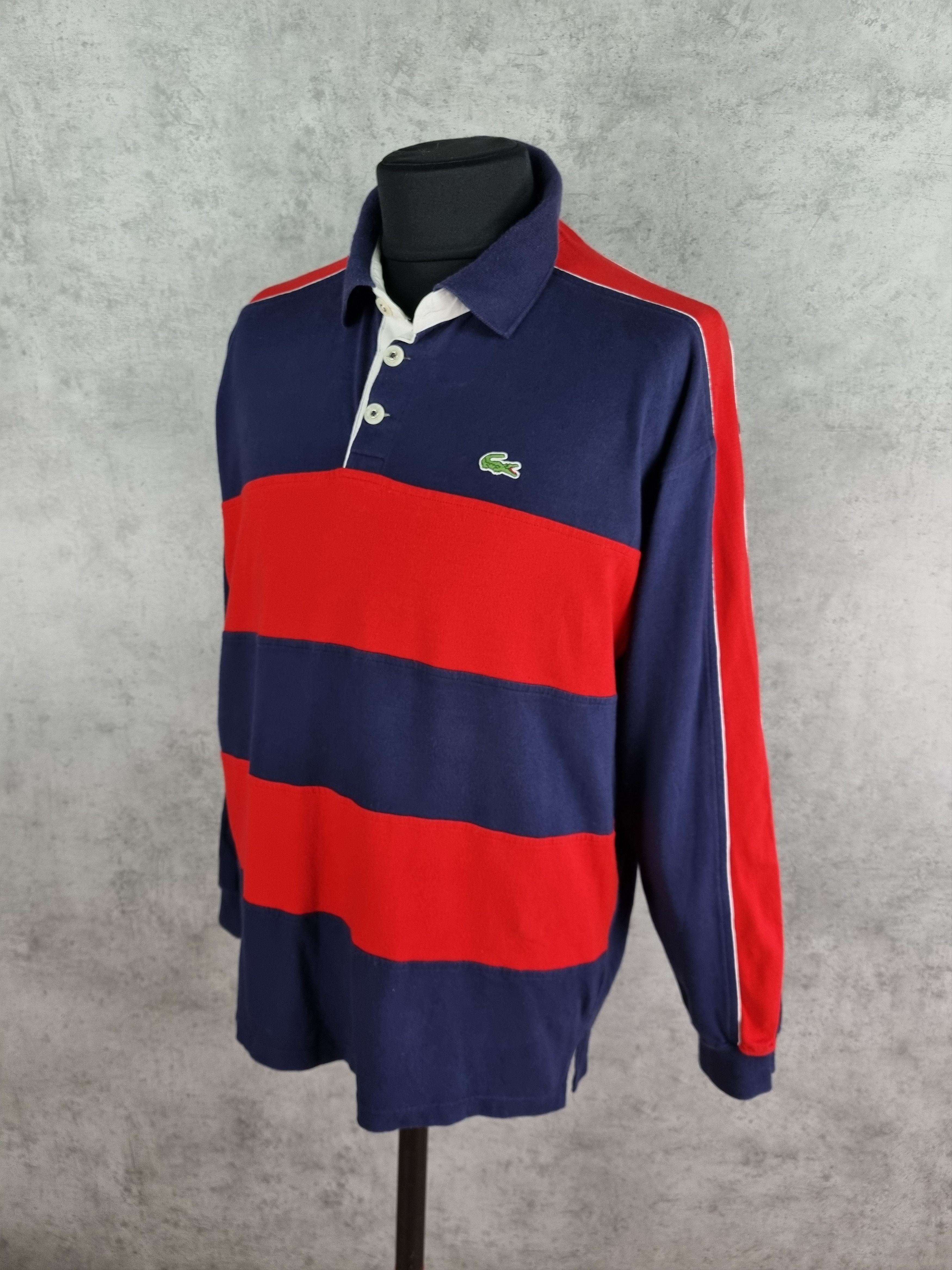 Lacoste × Rap Tees × Vintage 90s Rare Lacoste Rugby stripes collared Sweater Size US XXL / EU 58 / 5 - 4 Thumbnail