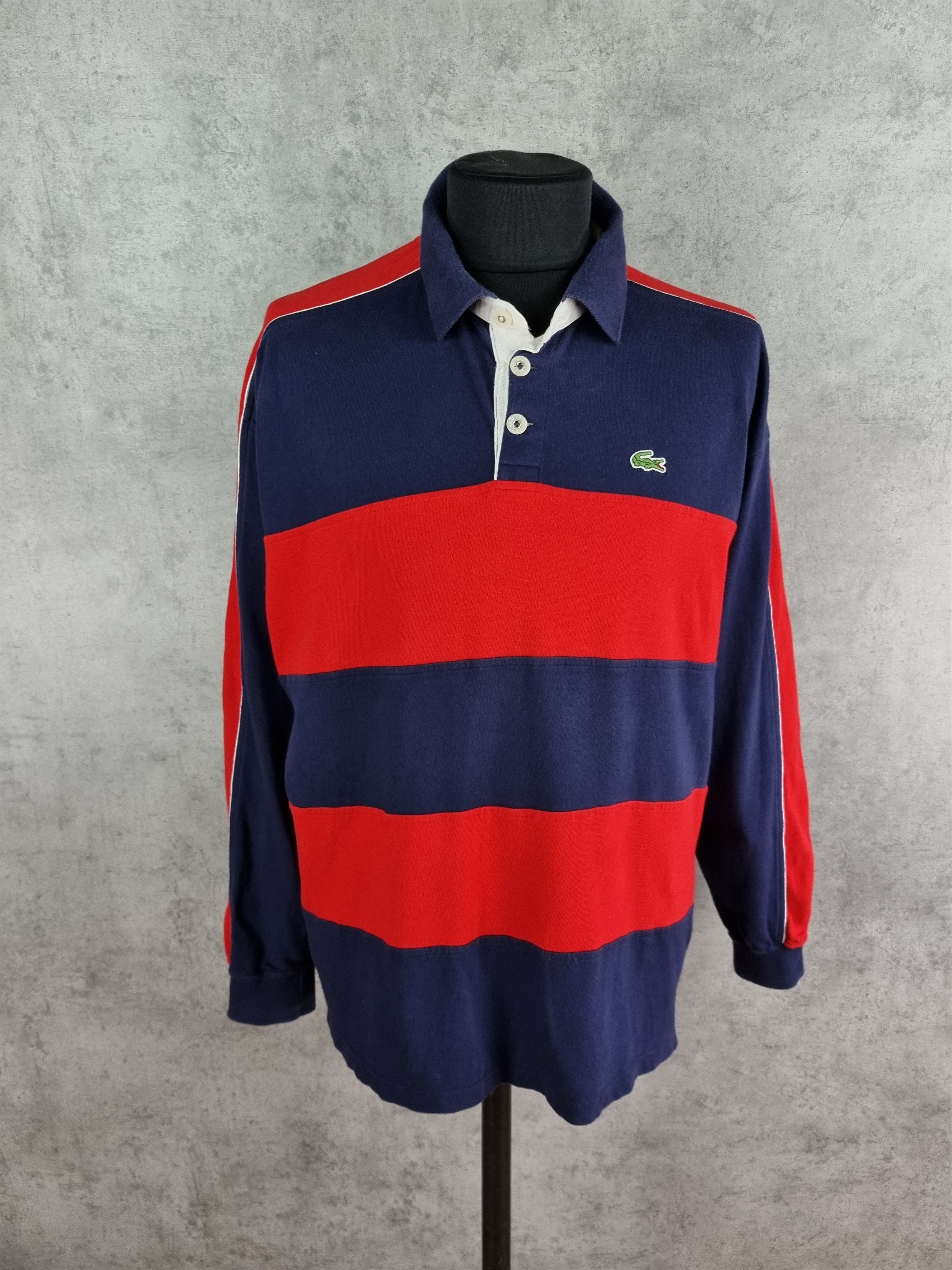 Lacoste × Rap Tees × Vintage 90s Rare Lacoste Rugby stripes collared Sweater Size US XXL / EU 58 / 5 - 2 Thumbnail