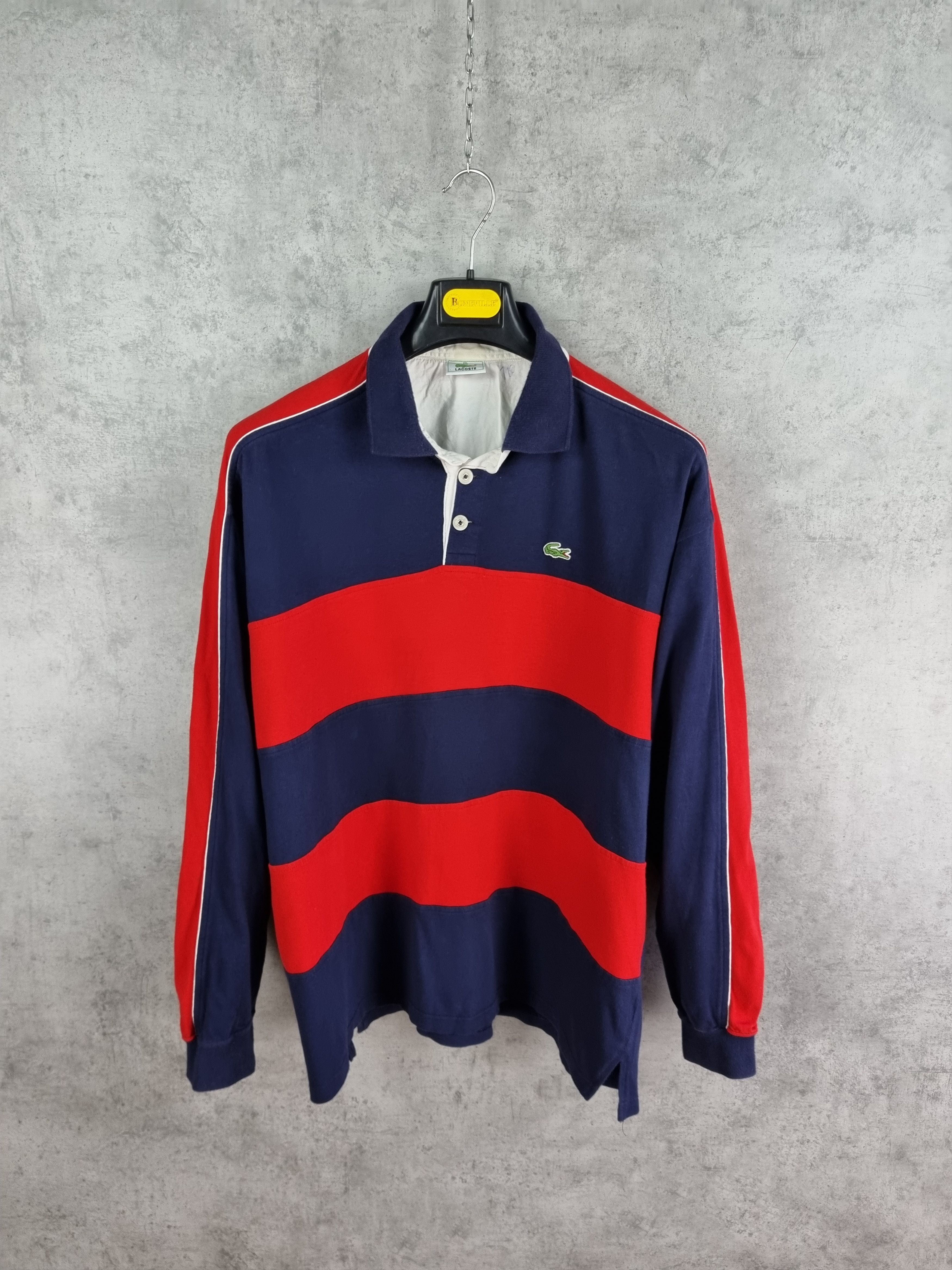 Lacoste × Rap Tees × Vintage 90s Rare Lacoste Rugby stripes collared Sweater Size US XXL / EU 58 / 5 - 10 Thumbnail