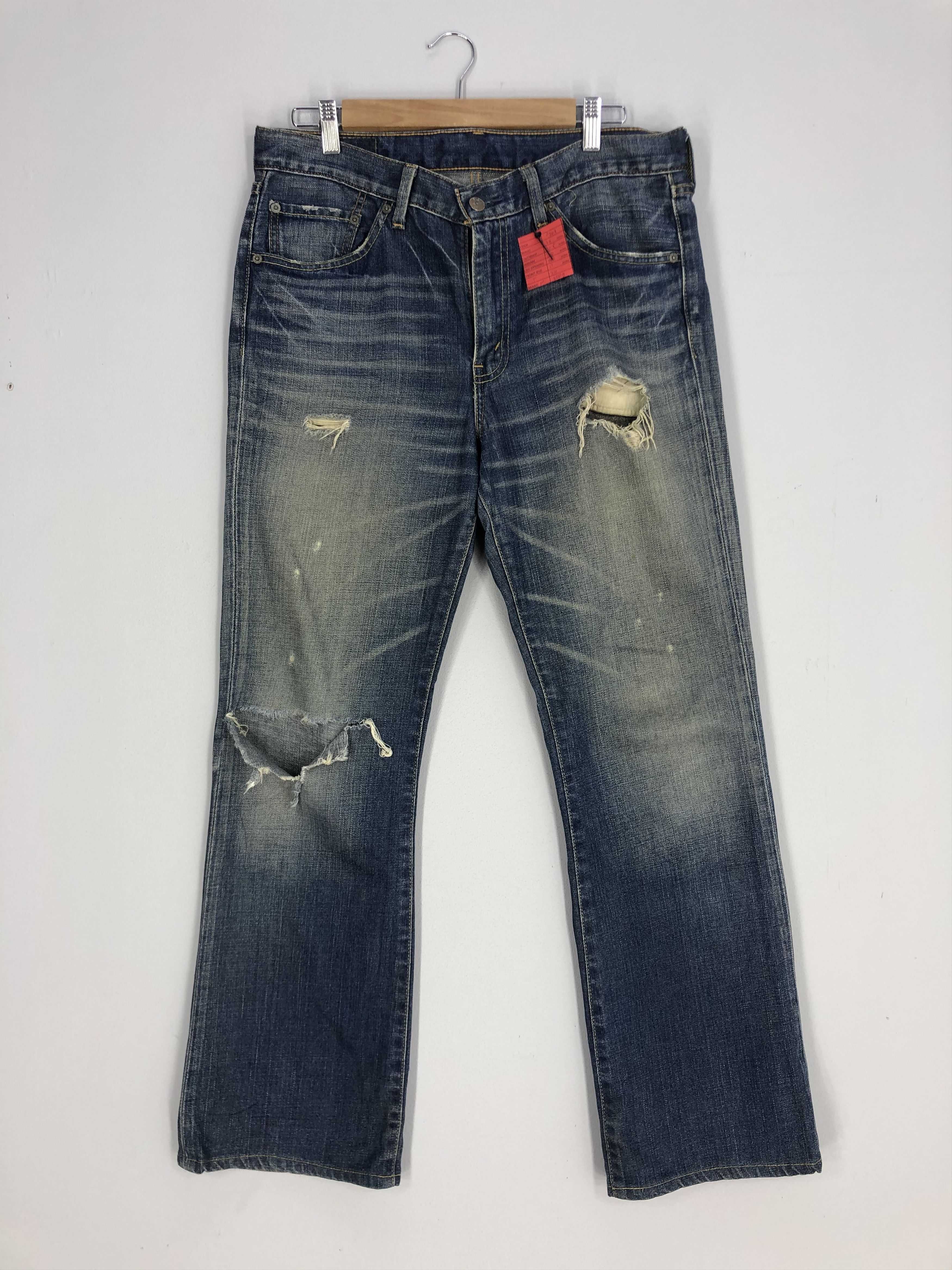 Distressed LEVI'S 517 Stone Wash Jean Ripped Denim Size 34