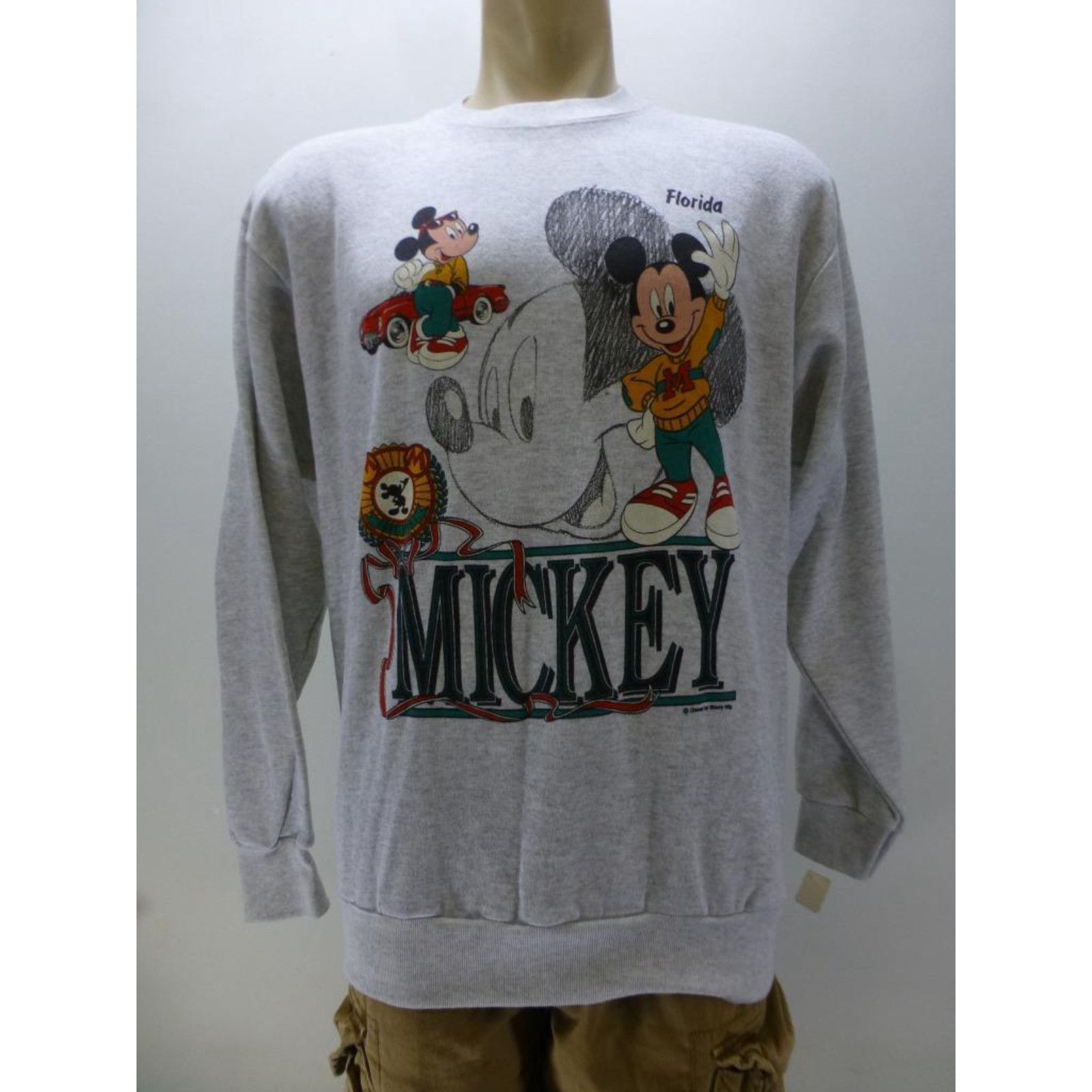 Tultex New Walt Disney MICKEY MOUSE Florida gray thick Sweatshirt sz ...